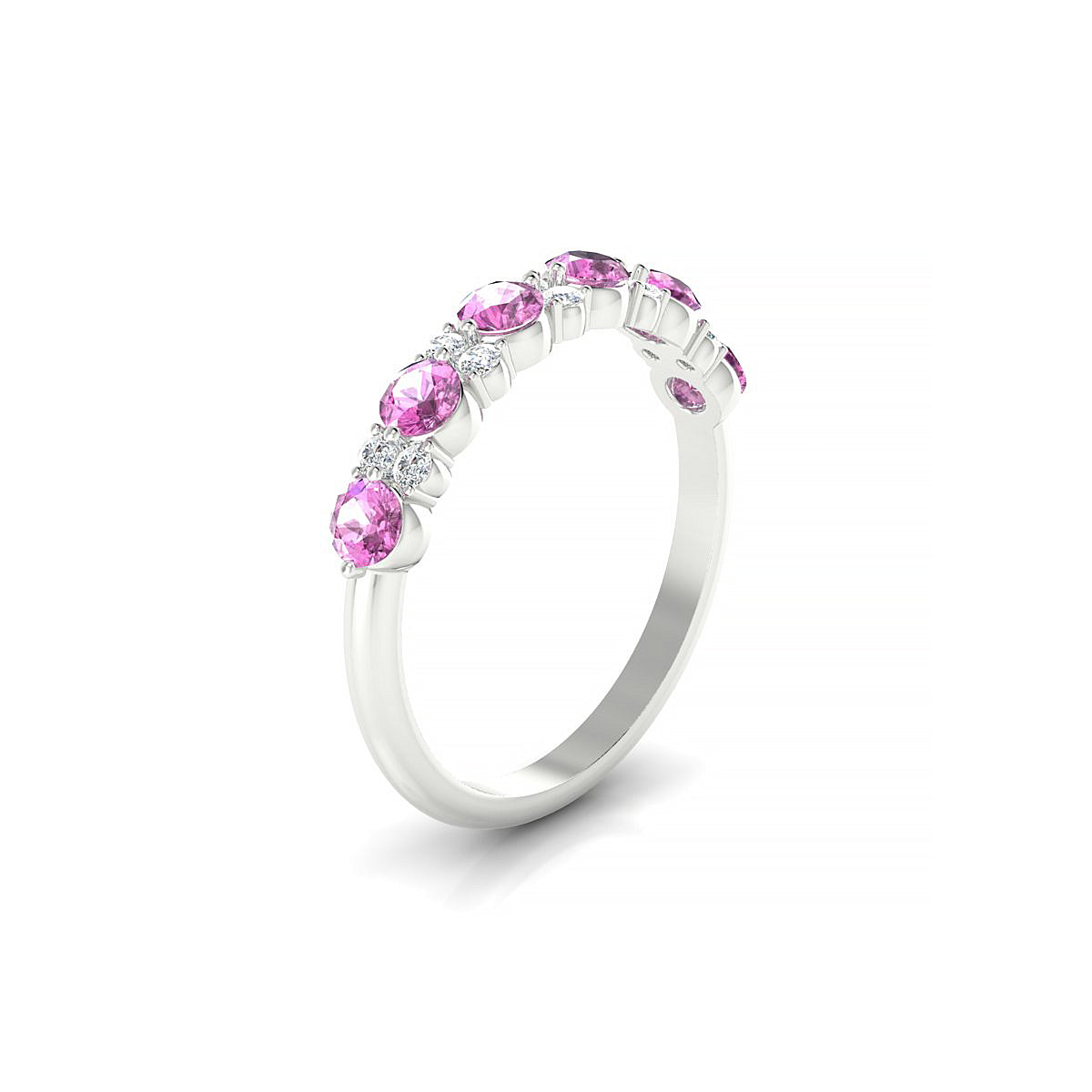 Exception | 18k White Gold 3 mm Round Pink Sapphire Ring