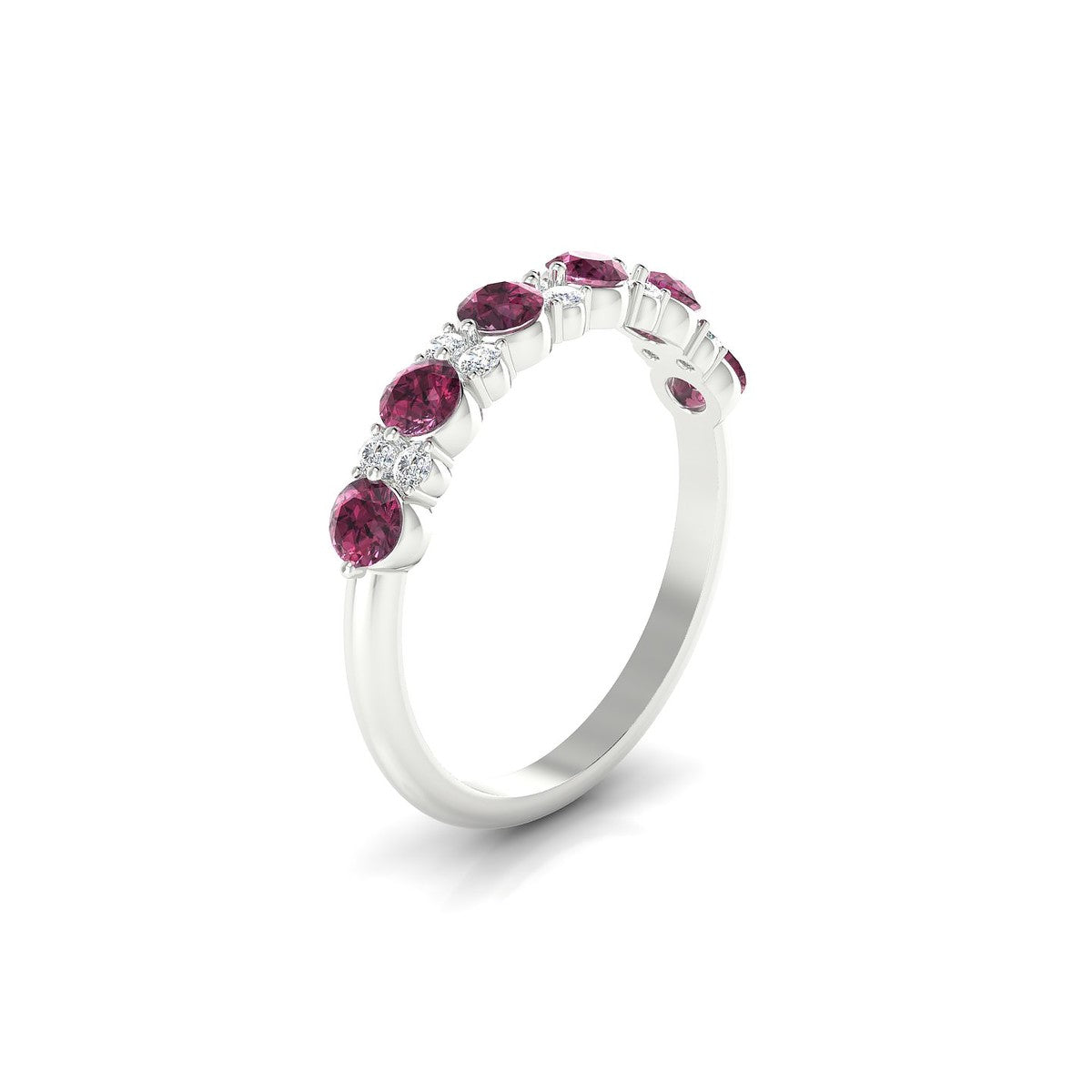 Exception | 18k White Gold 3 mm Round Rhodolite Ring