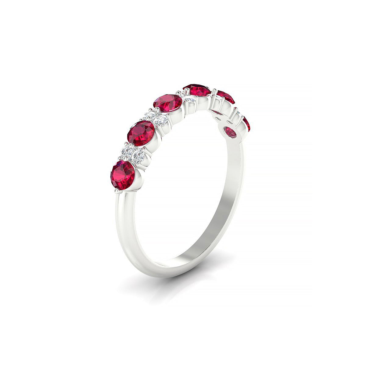Exception | 18k White Gold 3 mm Round Ruby Ring