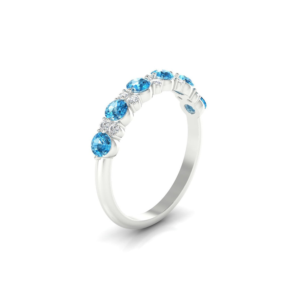 Exception | 18k White Gold 3 mm Round Topaz Ring