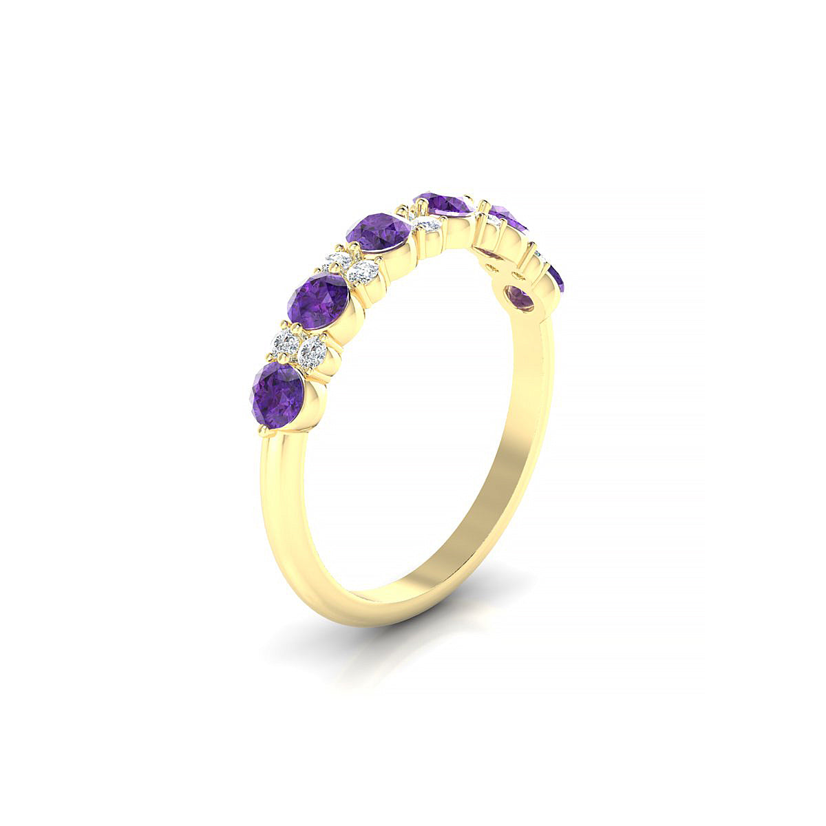 Exception | 18k Yellow Gold 3 mm Round Amethyst Ring