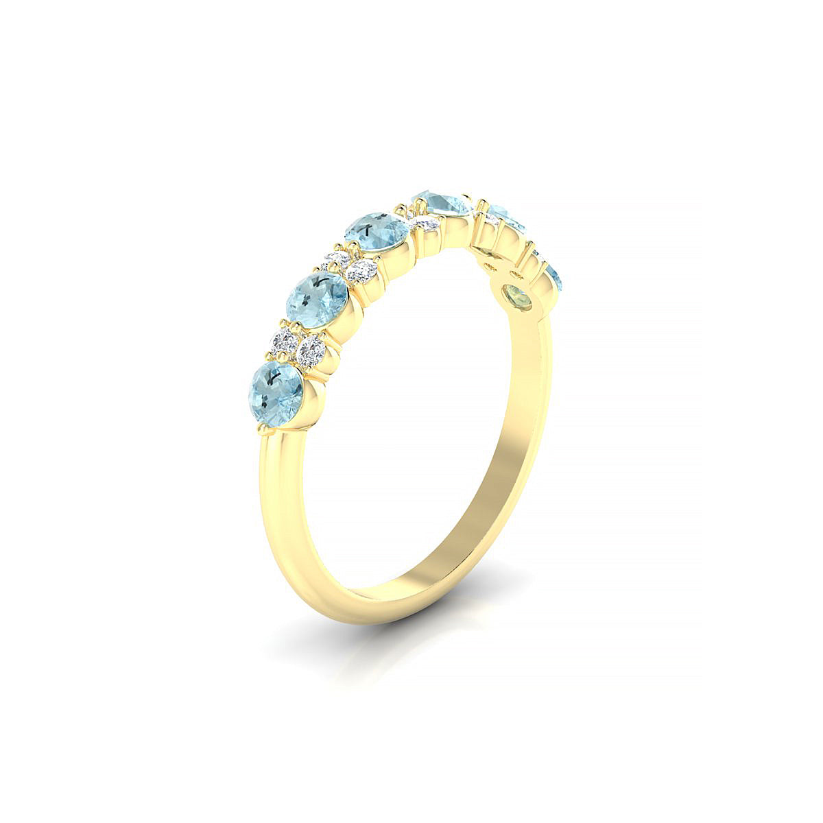 Exception | 18k Yellow Gold 3 mm Round Aquamarine Ring
