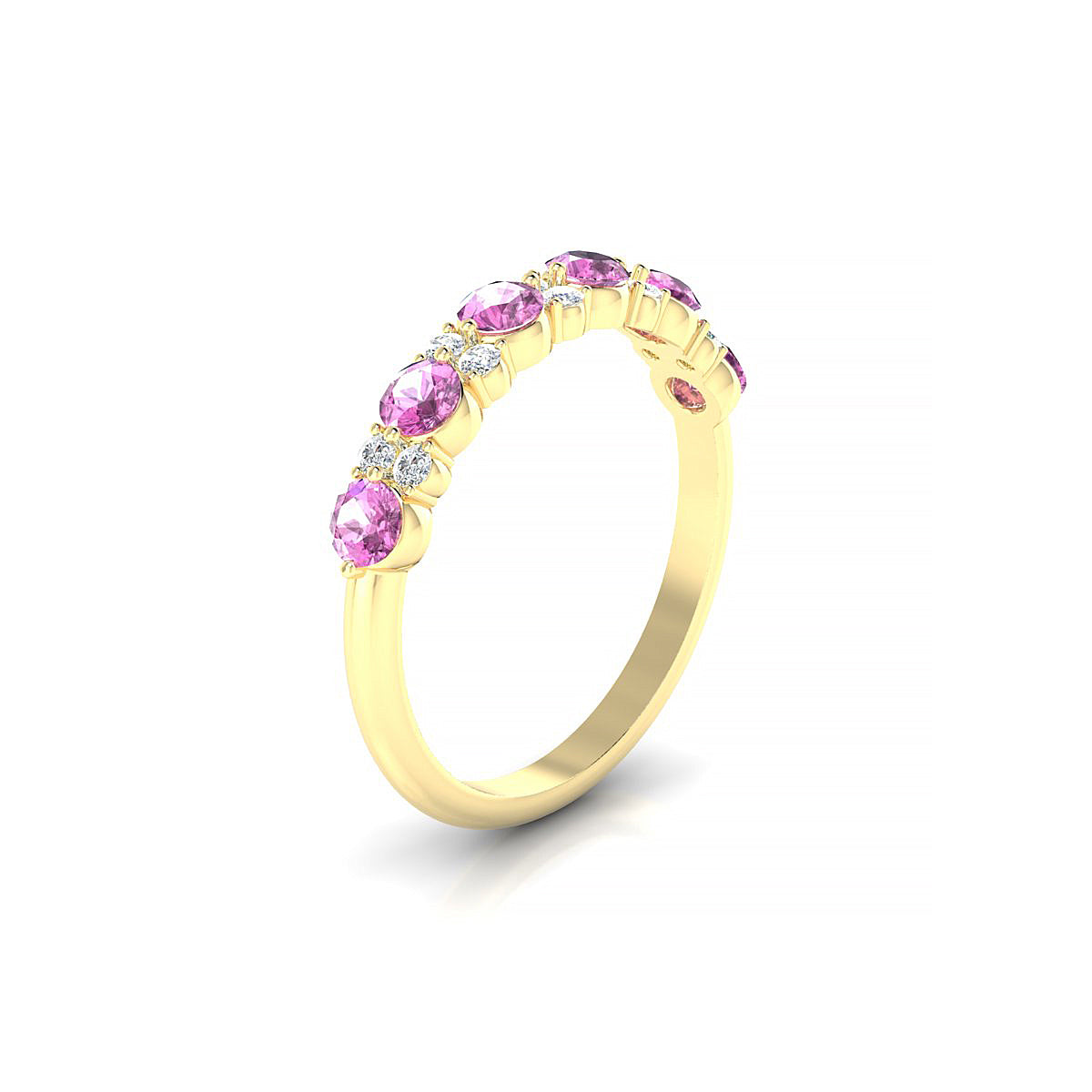Exception | 18k Yellow Gold 3 mm Round Pink Sapphire Ring