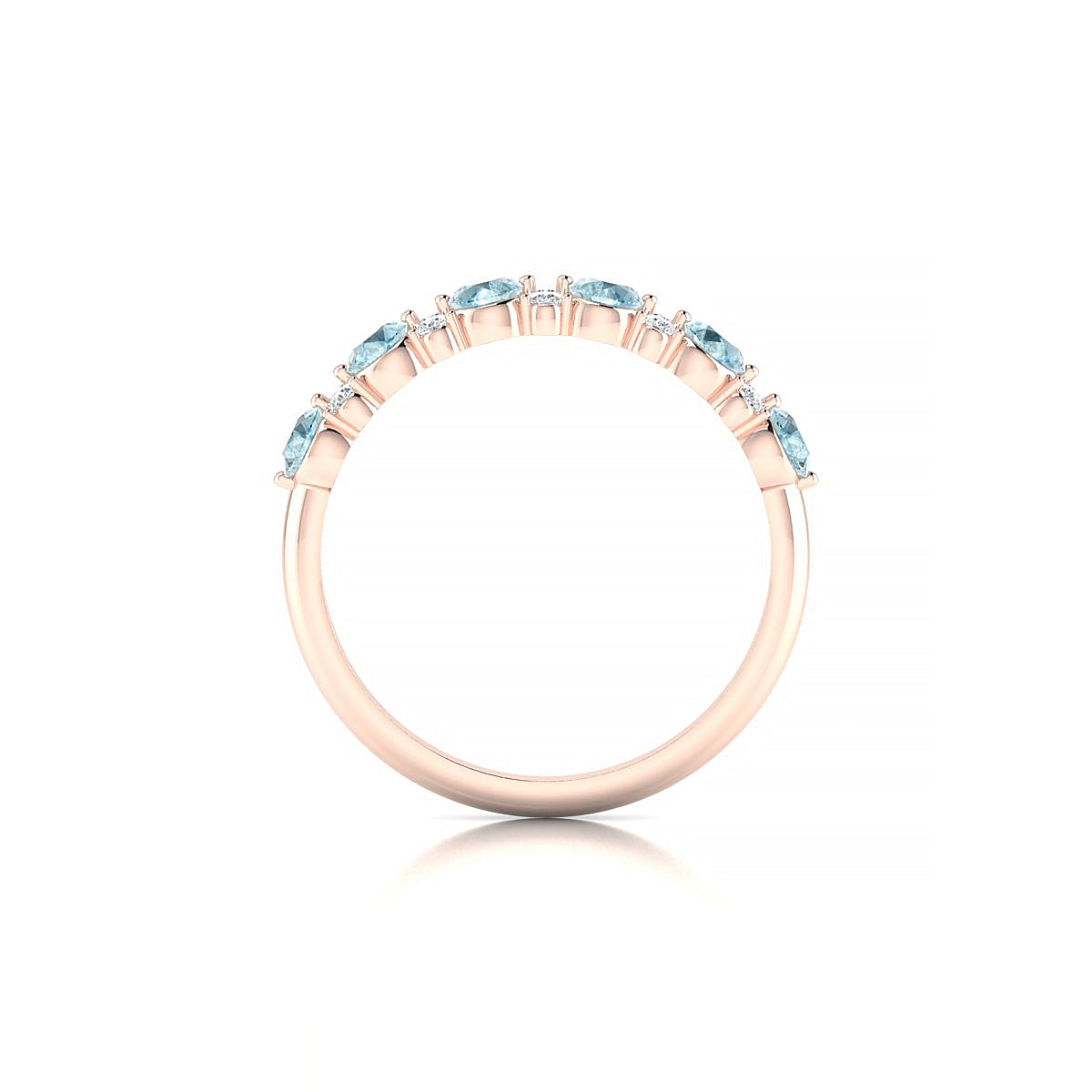 Exception | 18k Rose Gold 3 mm Round Aquamarine Ring