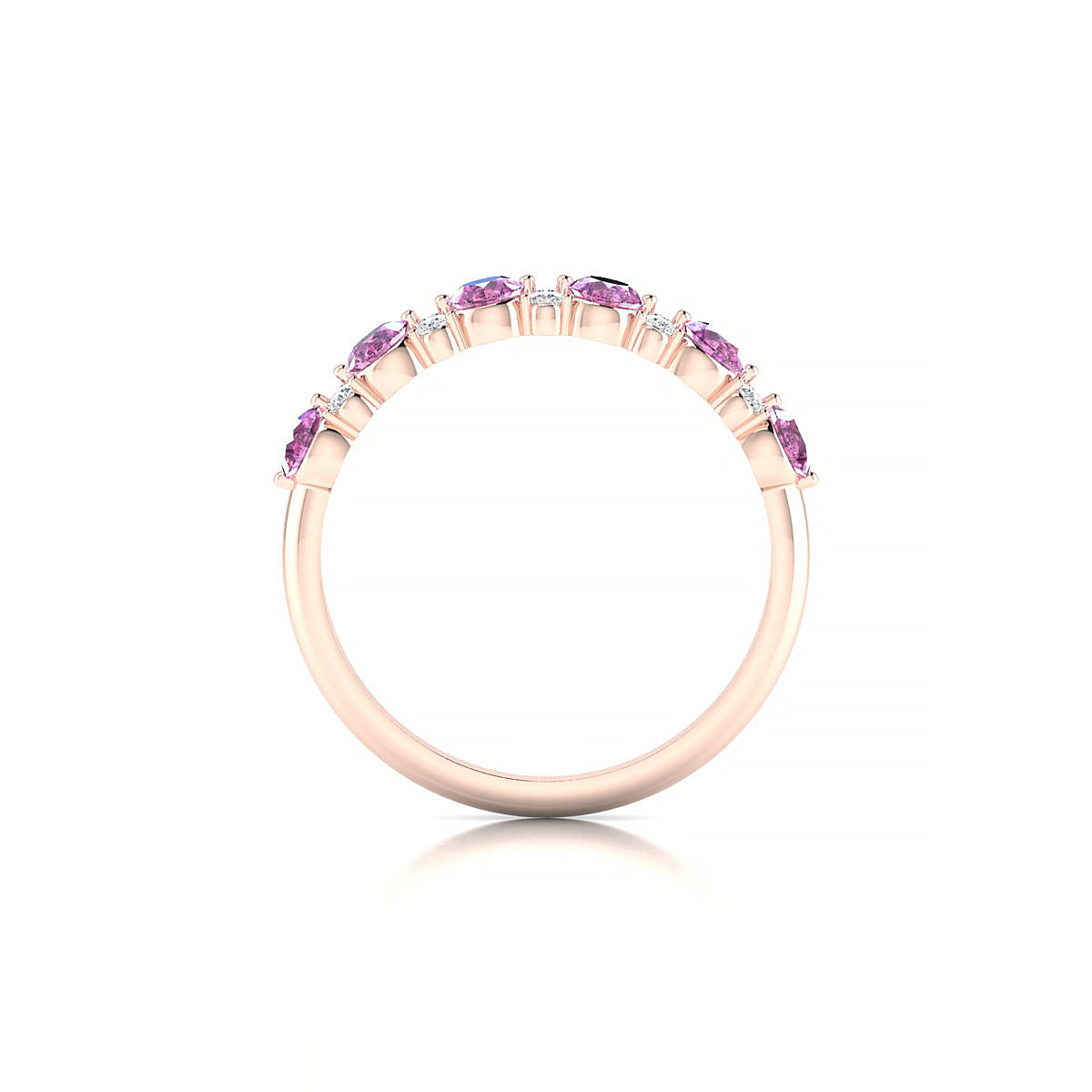Exception | 18k Rose Gold 3 mm Round Pink Sapphire Ring