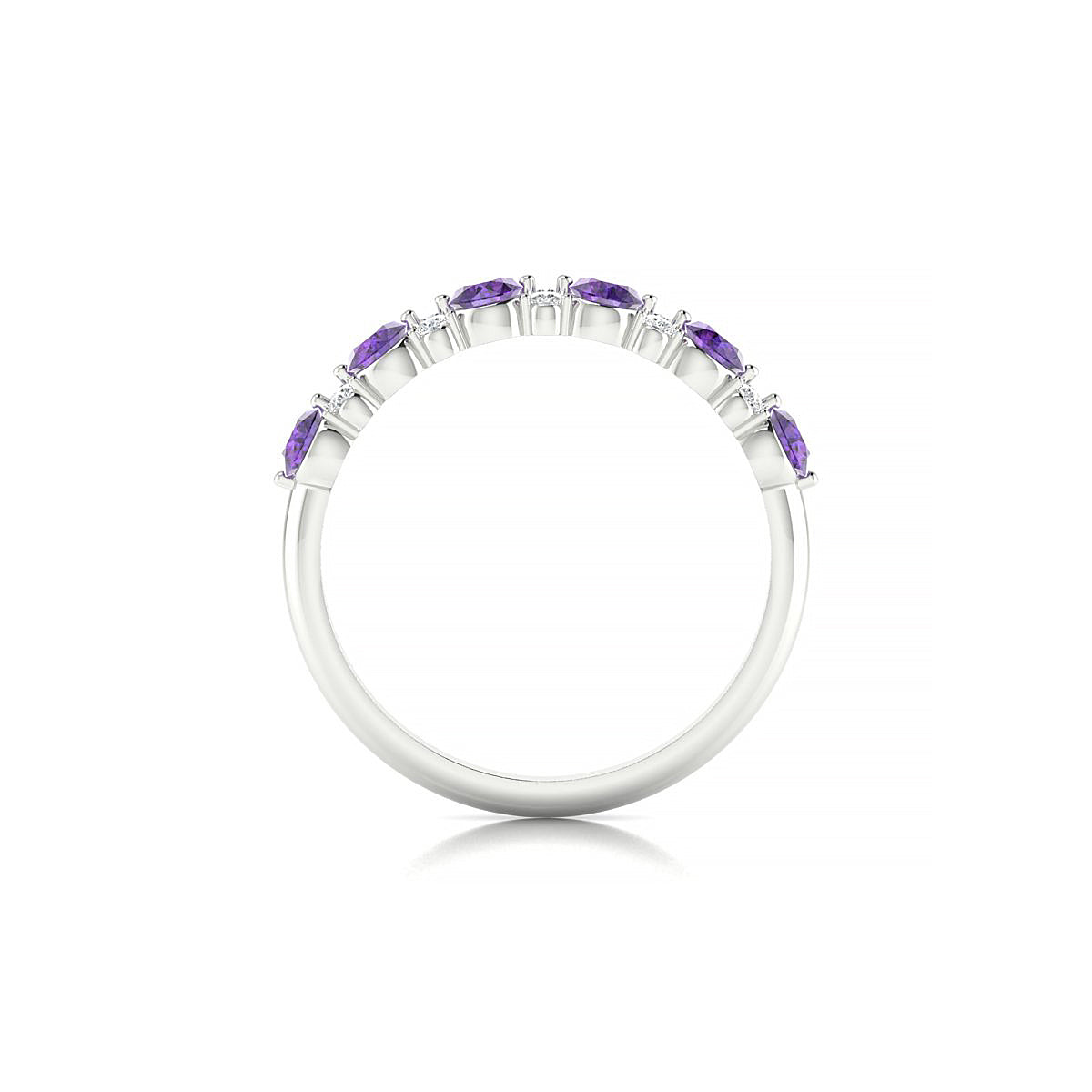 Exception | 18k White Gold 3 mm Round Amethyst Ring