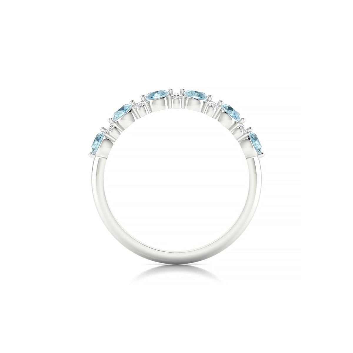 Exception | 18k White Gold 3 mm Round Aquamarine Ring