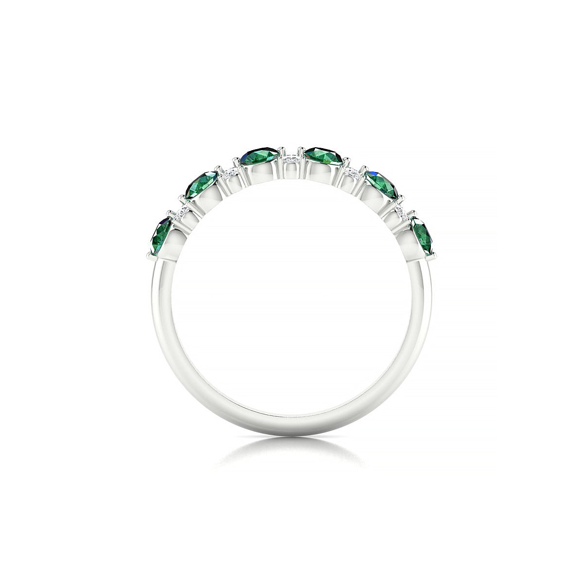 Exception | 18k White Gold 3 mm Round Emerald Ring