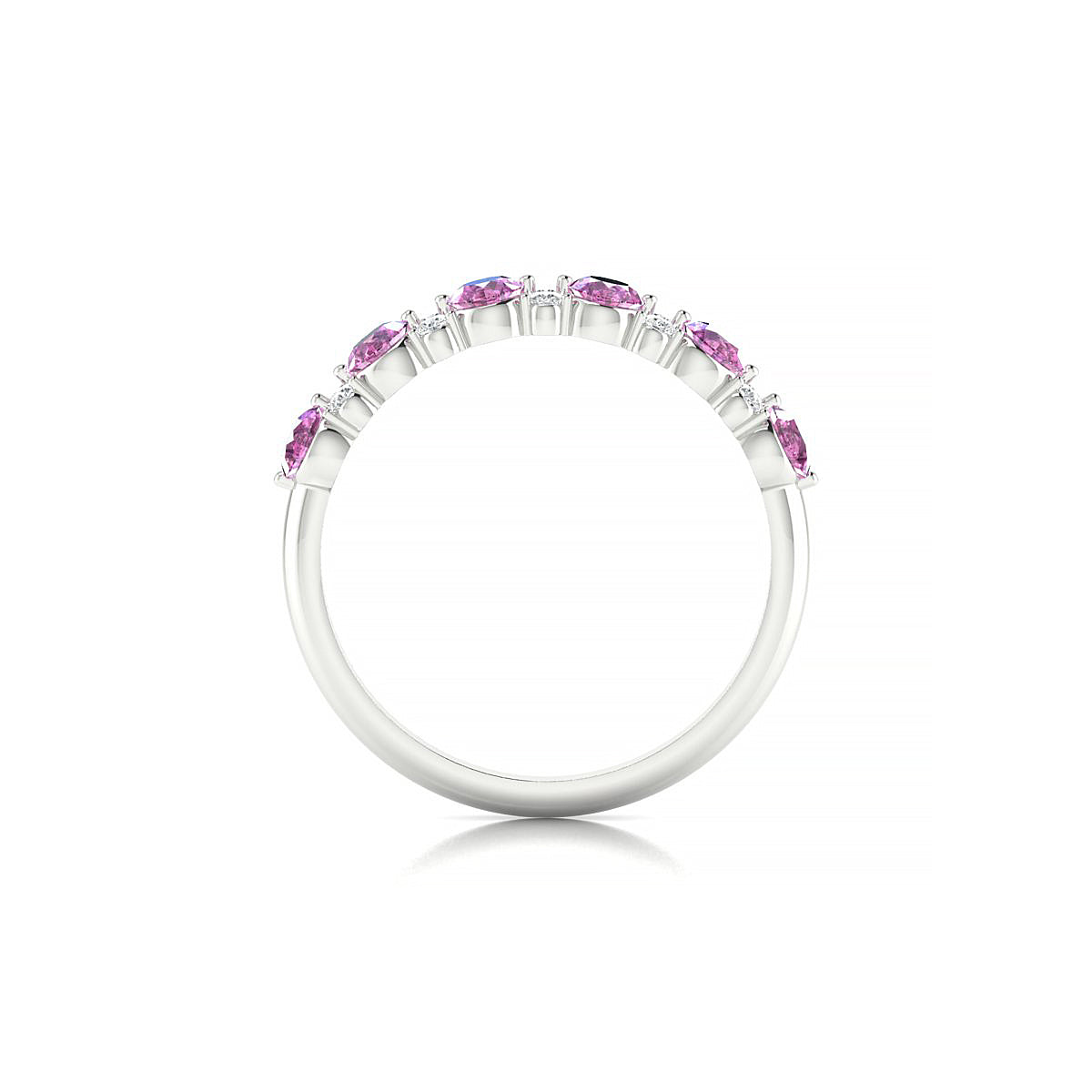 Exception | 18k White Gold 3 mm Round Pink Sapphire Ring