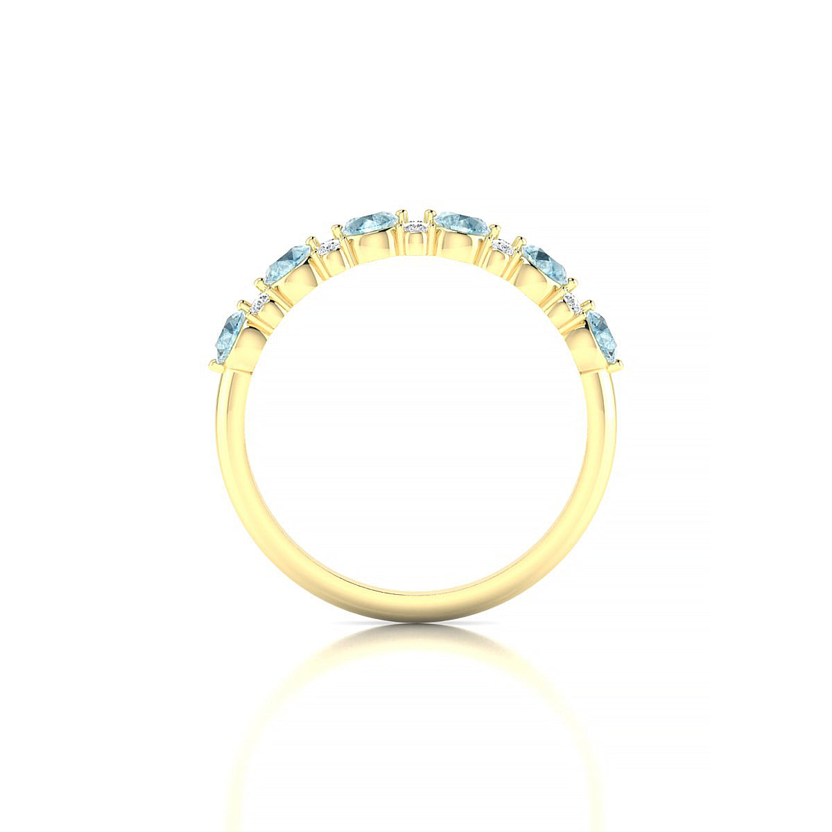Exception | 18k Yellow Gold 3 mm Round Aquamarine Ring