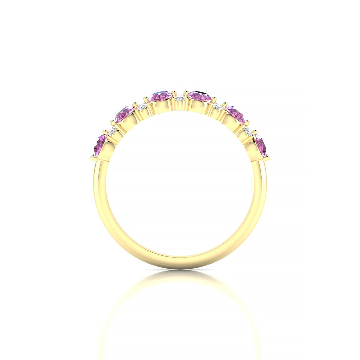 Exception | 18k Yellow Gold 3 mm Round Pink Sapphire Ring