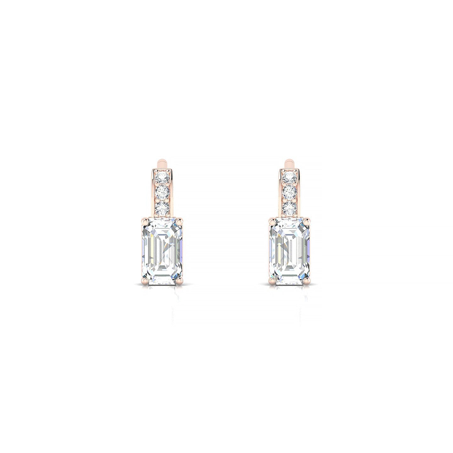 Exquisite | 18k Rose Gold 5 x 3 mm Emerald Diamond Earrings