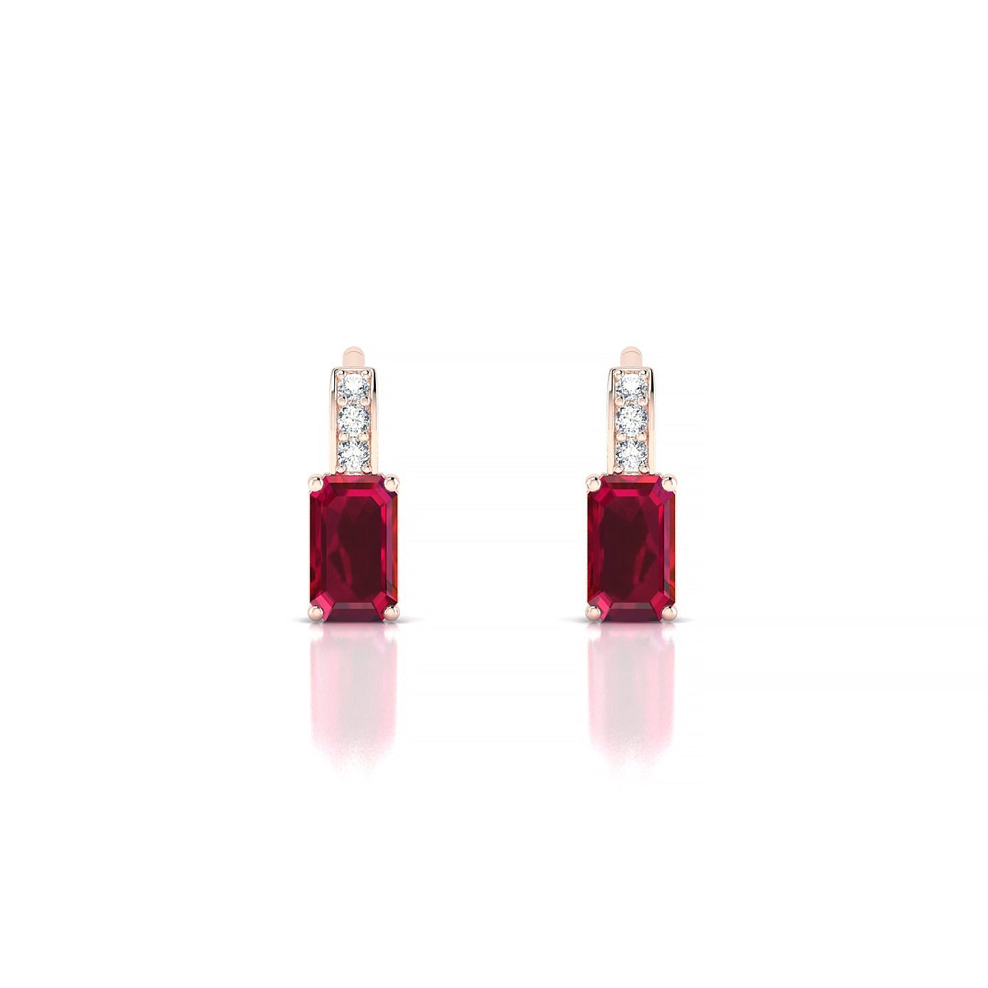 Exquisite | 18k Rose Gold 5 x 3 mm Emerald Ruby Earrings