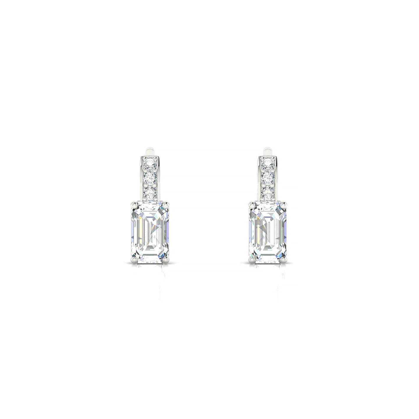 Exquisite | 18k White Gold 5 x 3 mm Emerald Diamond Earrings