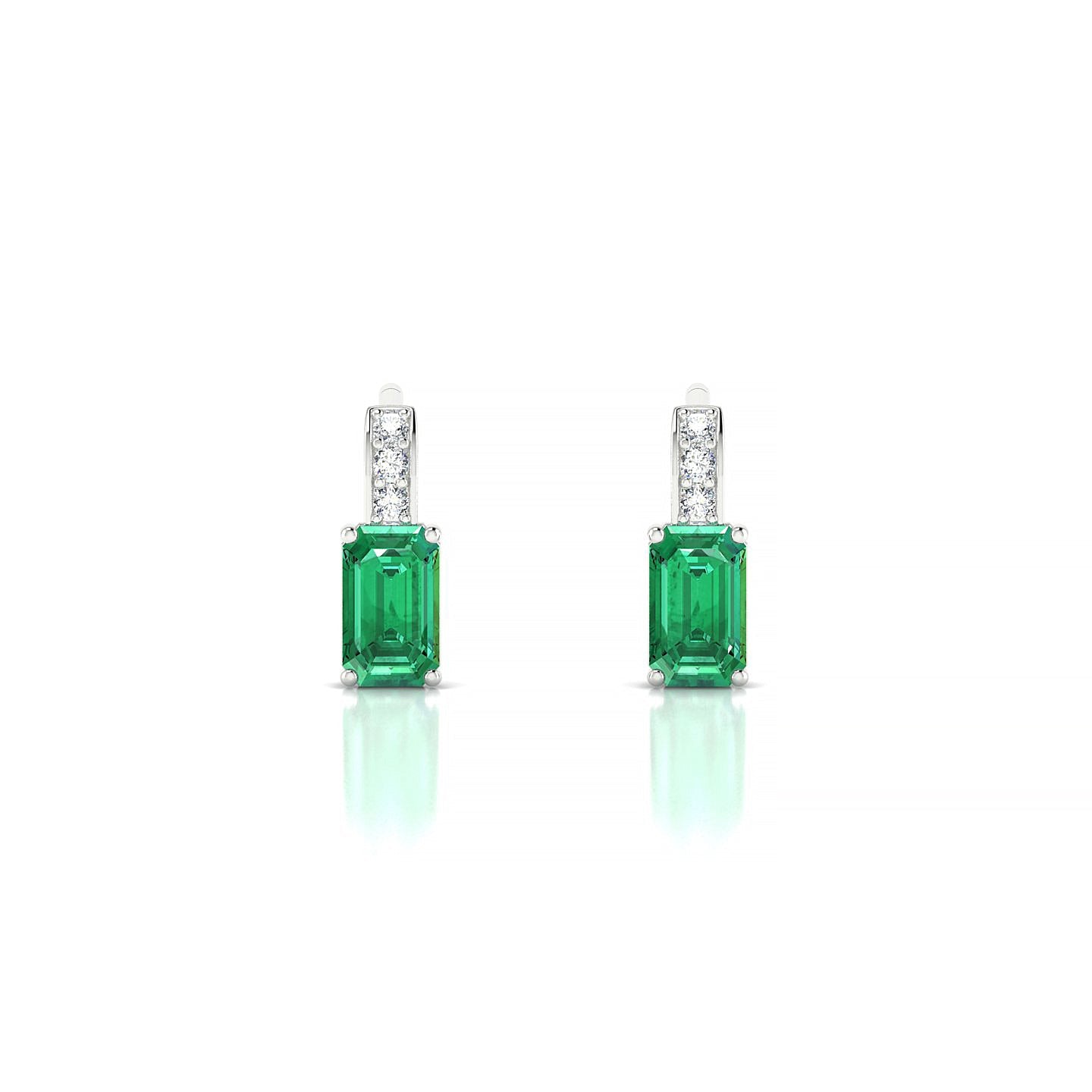Exquisite | 18k White Gold 5 x 3 mm Emerald Emerald Earrings