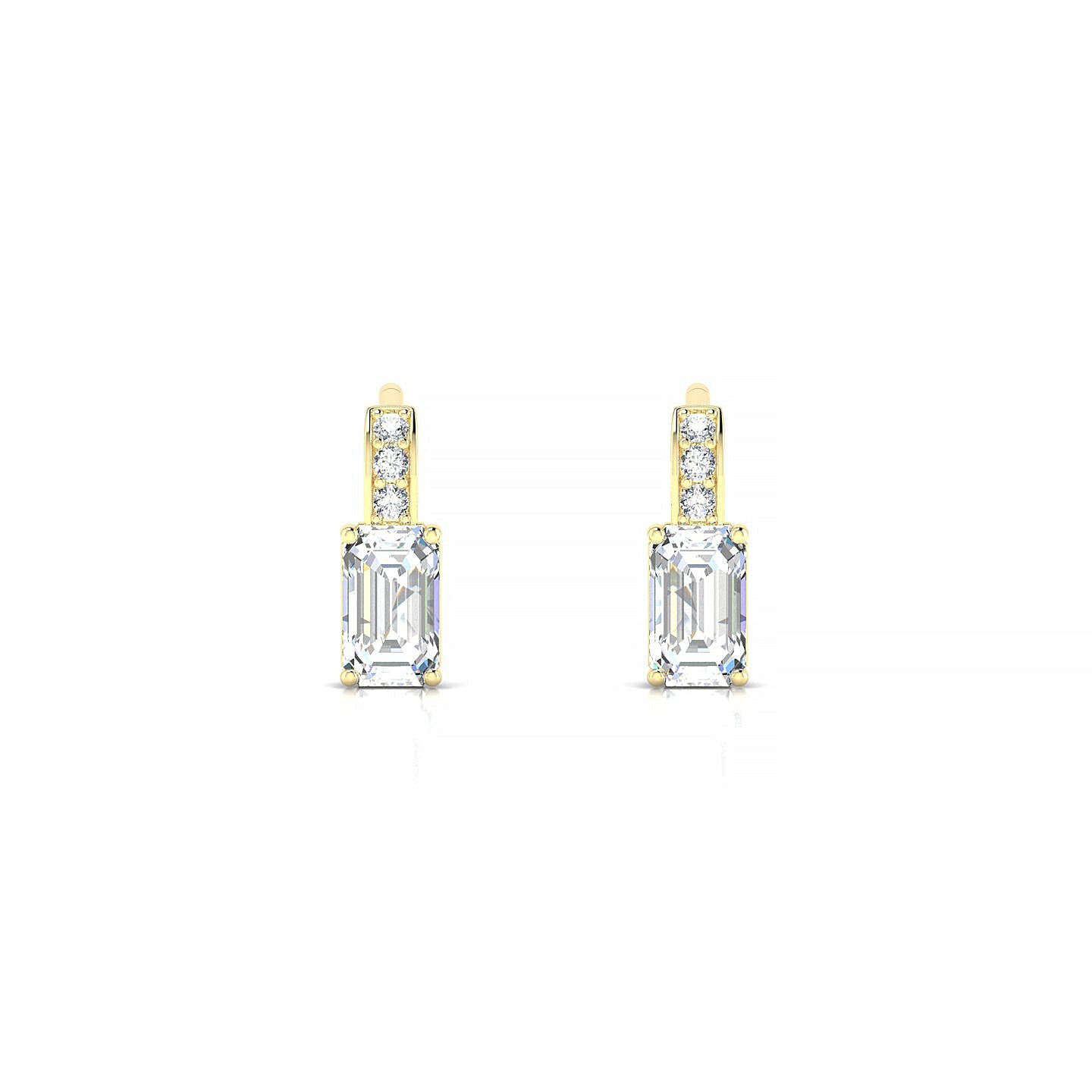 Exquisite | 18k Yellow Gold 5 x 3 mm Emerald Diamond Earrings