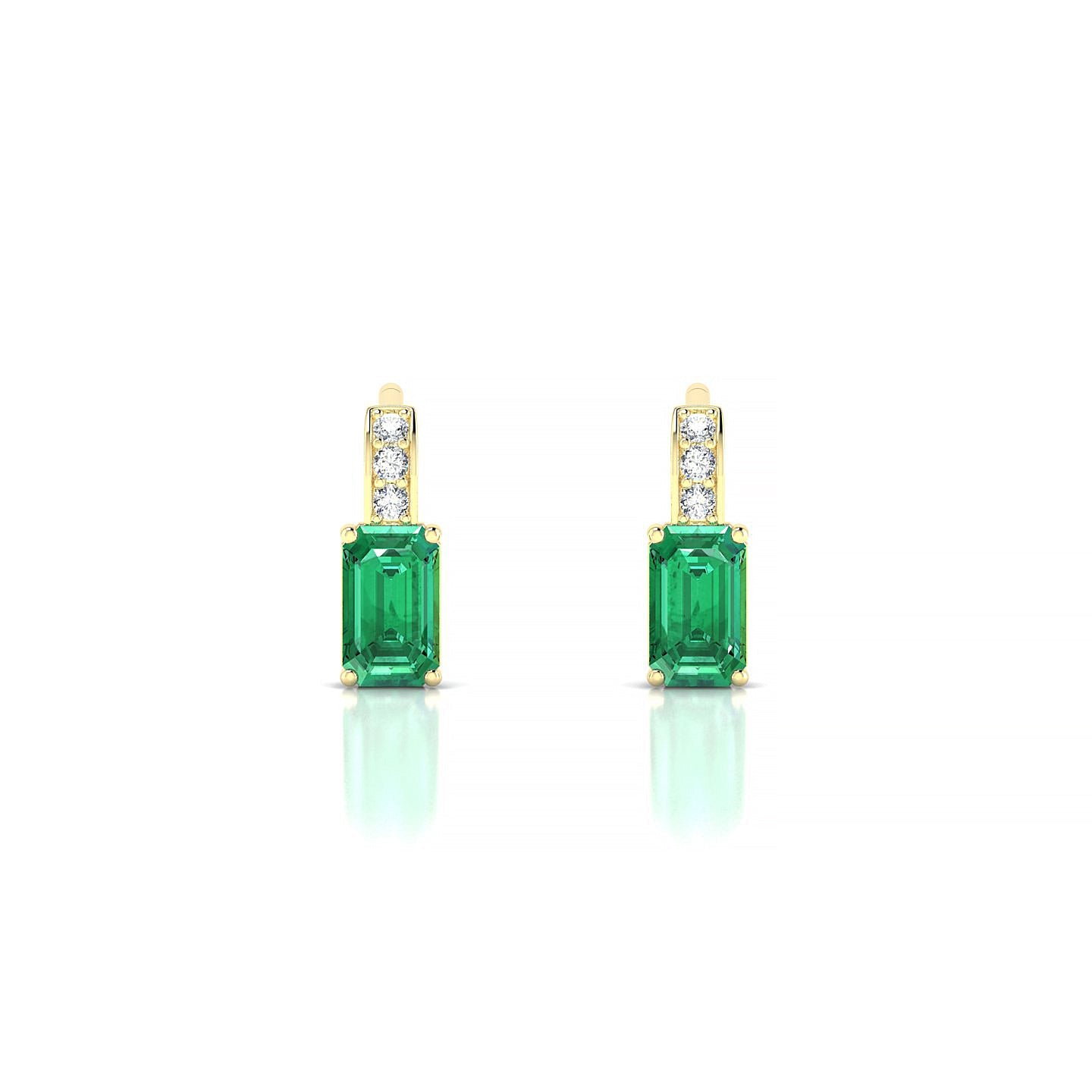 Exquisite | 18k Yellow Gold 5 x 3 mm Emerald Emerald Earrings