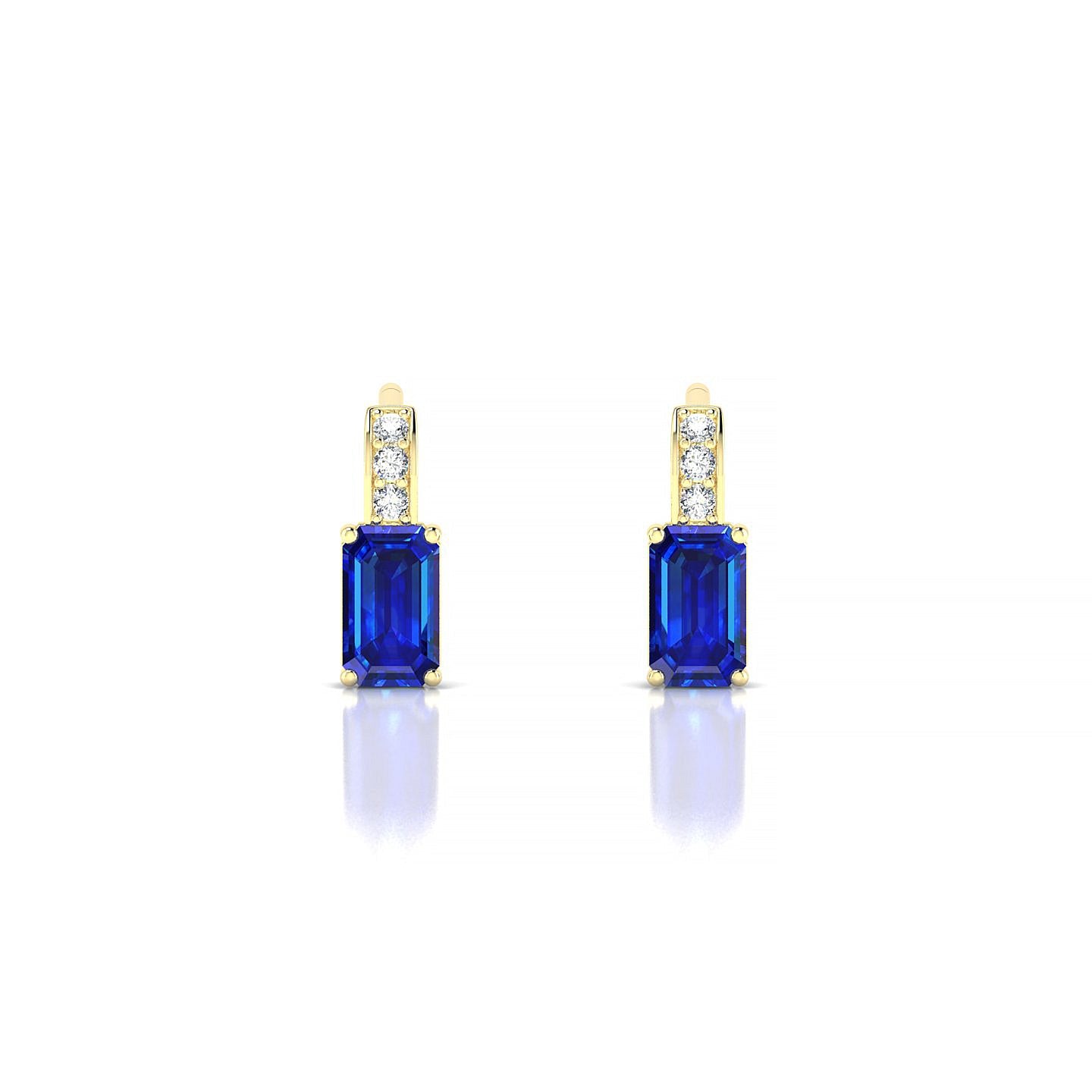 Exquisite | 18k Yellow Gold 5 x 3 mm Emerald Sapphire Earrings