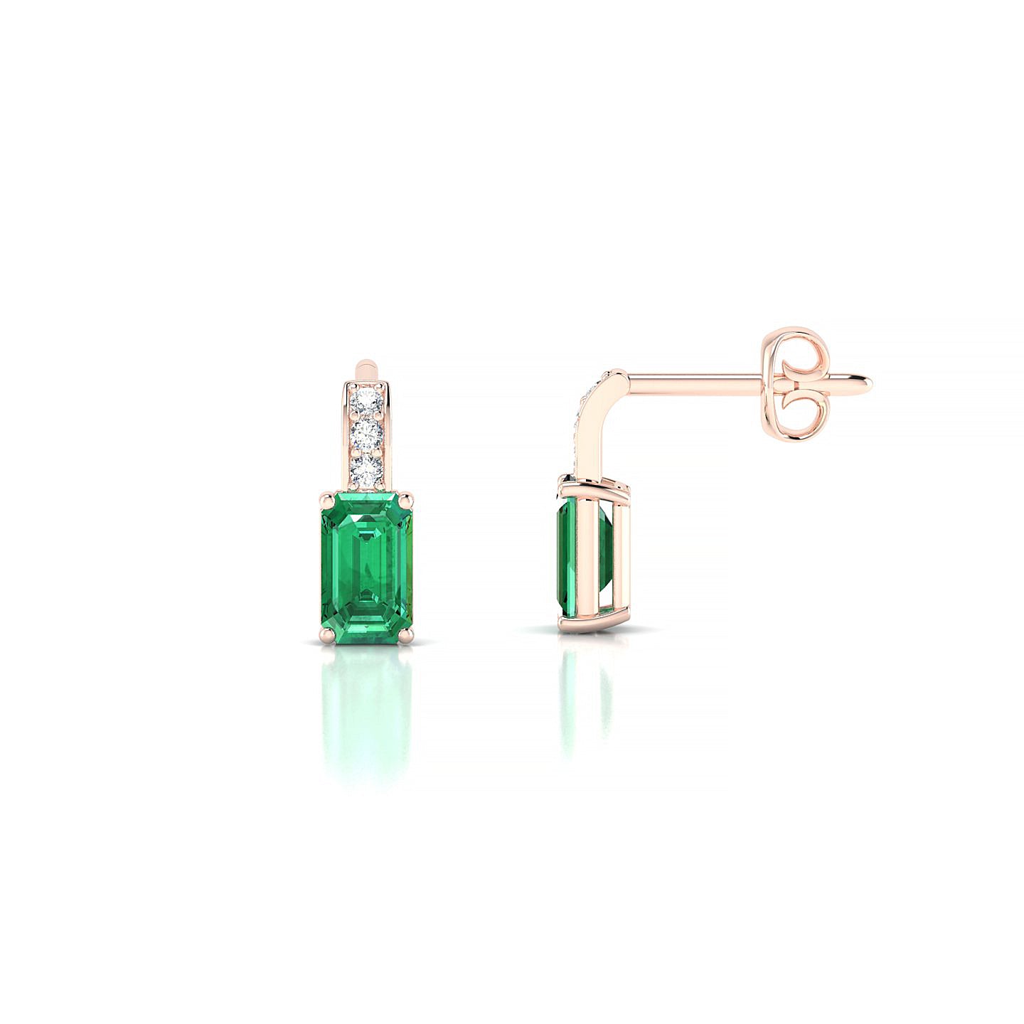 Exquisite | 18k Rose Gold 5 x 3 mm Emerald Emerald Earrings