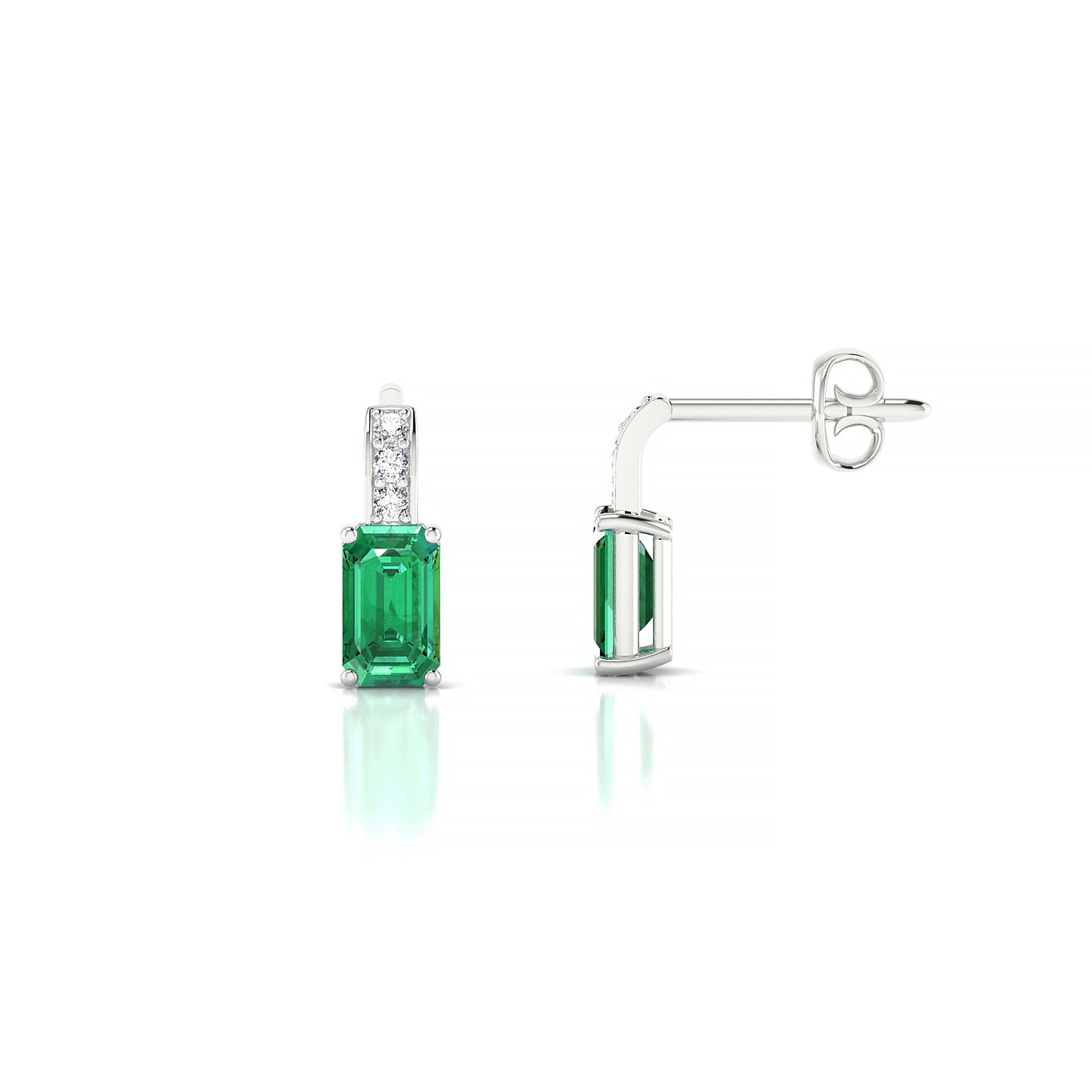 Exquisite | 18k White Gold 5 x 3 mm Emerald Emerald Earrings