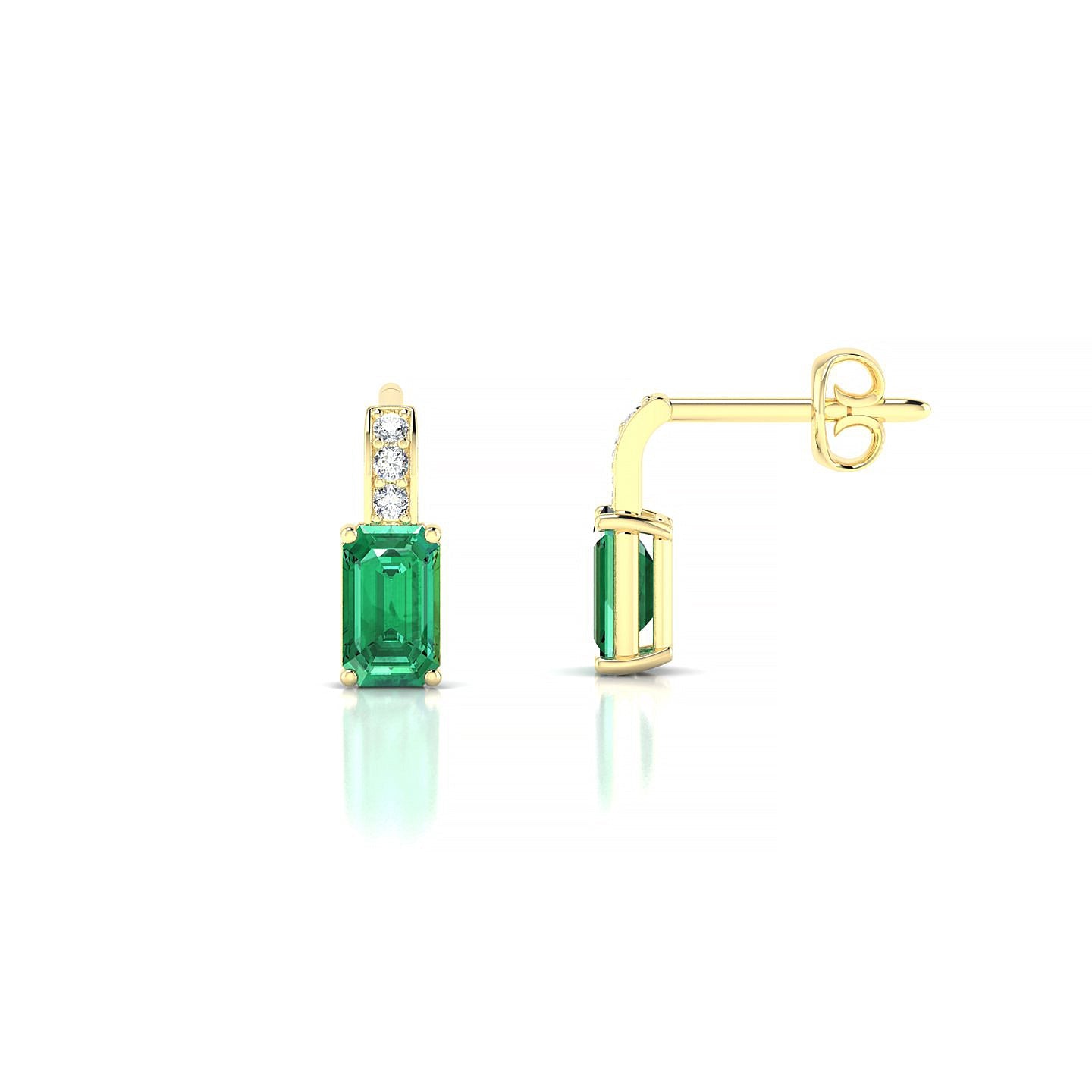 Exquisite | 18k Yellow Gold 5 x 3 mm Emerald Emerald Earrings