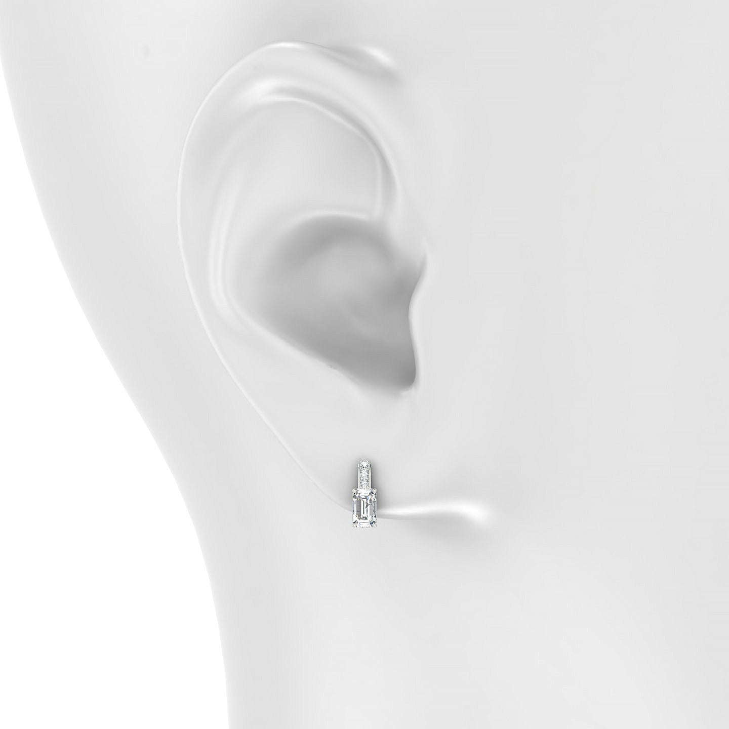 Exquisite | 18k White Gold 5 x 3 mm Emerald Diamond Earrings