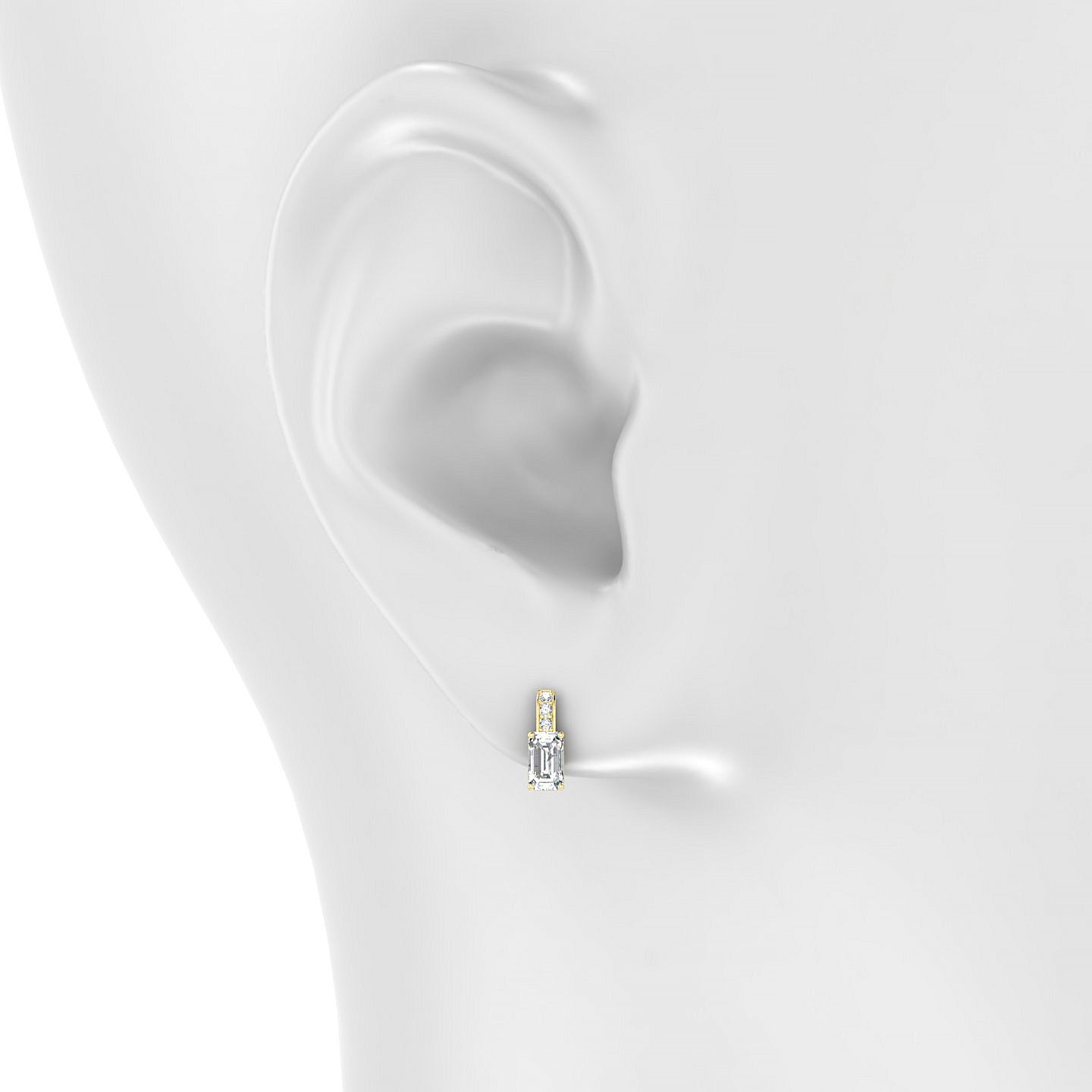 Exquisite | 18k Yellow Gold 5 x 3 mm Emerald Diamond Earrings