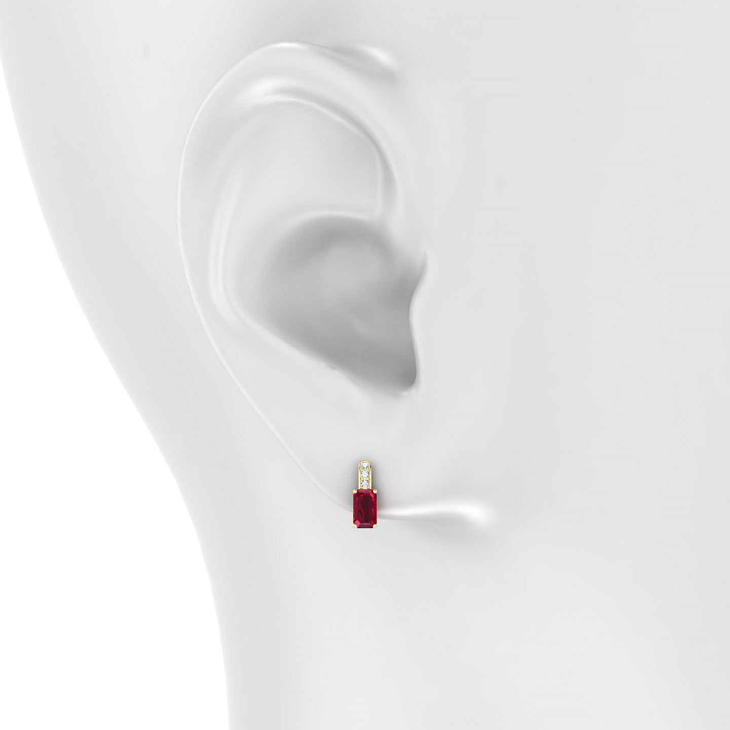 Exquisite | 18k Yellow Gold 5 x 3 mm Emerald Ruby Earrings