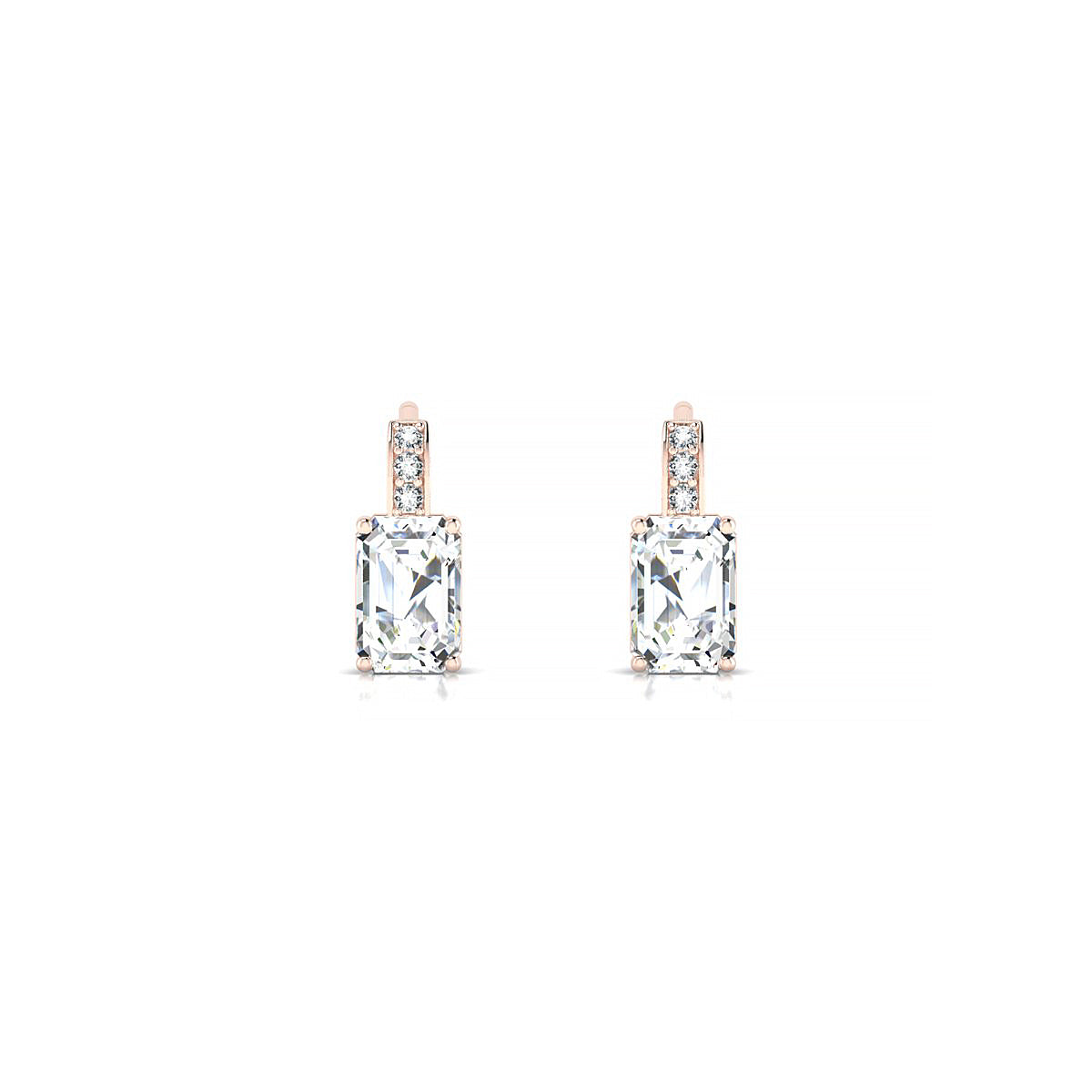 Exquisite | 18k Rose Gold 6 x 4 mm Emerald Diamond Earrings