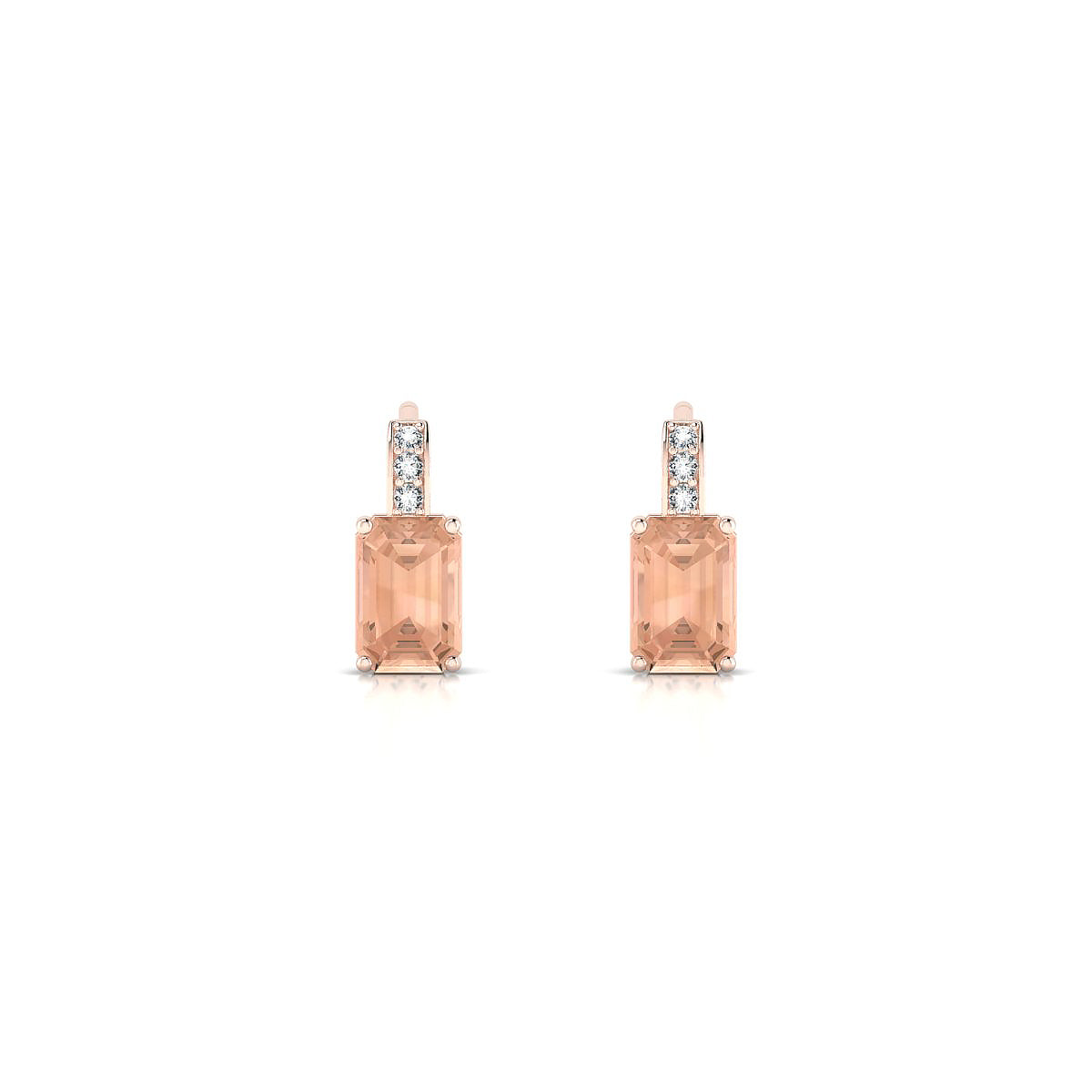 Exquisite | 18k Rose Gold 6 x 4 mm Emerald Morganite Earrings