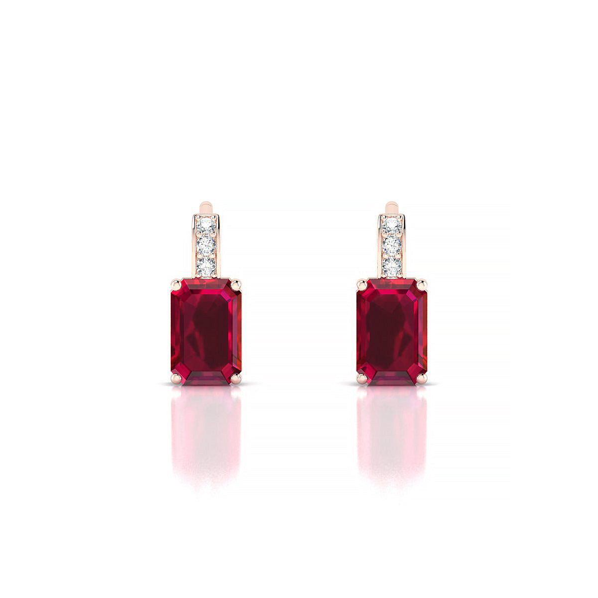 Exquisite | 18k Rose Gold 6 x 4 mm Emerald Ruby Earrings