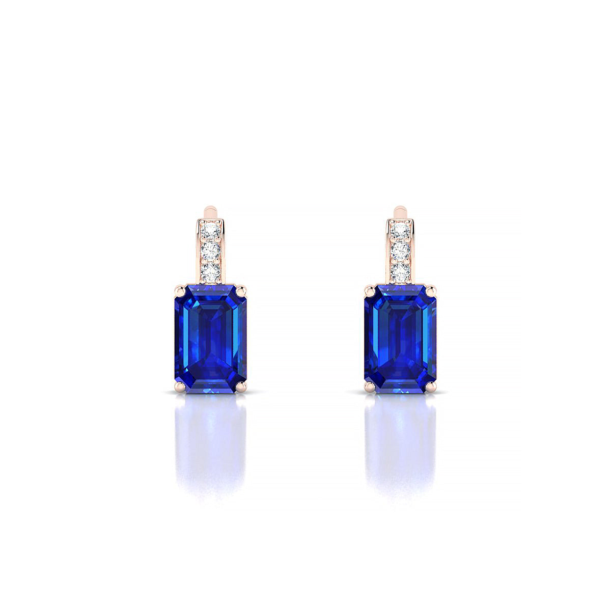 Exquisite | 18k Rose Gold 6 x 4 mm Emerald Sapphire Earrings