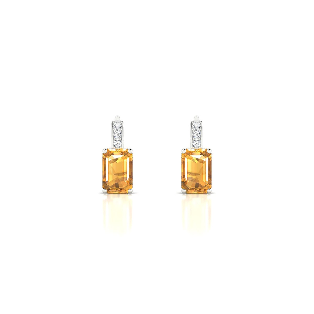 Exquisite | 18k White Gold 6 x 4 mm Emerald Citrine Earrings