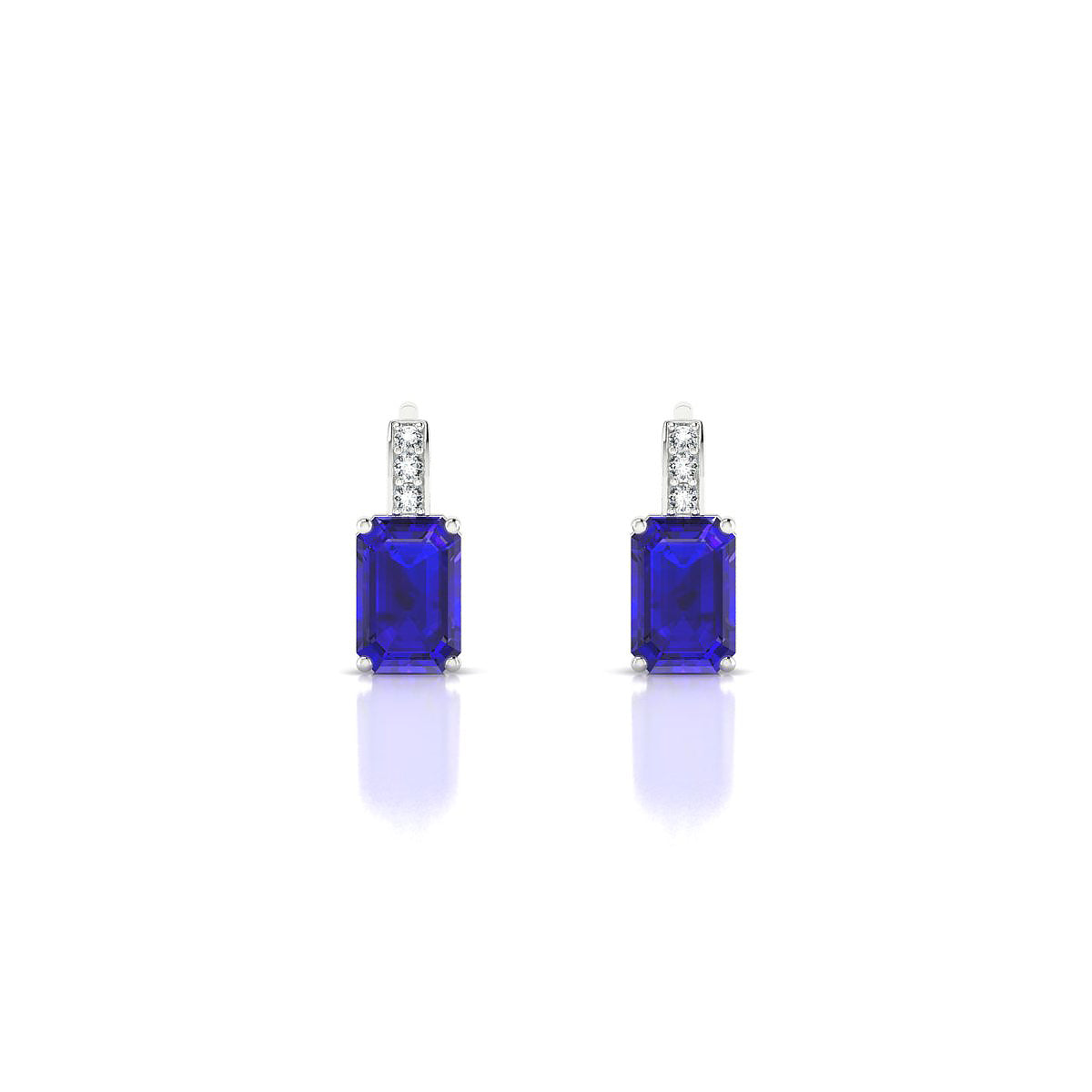 Exquisite | 18k White Gold 6 x 4 mm Emerald Tanzanite Earrings