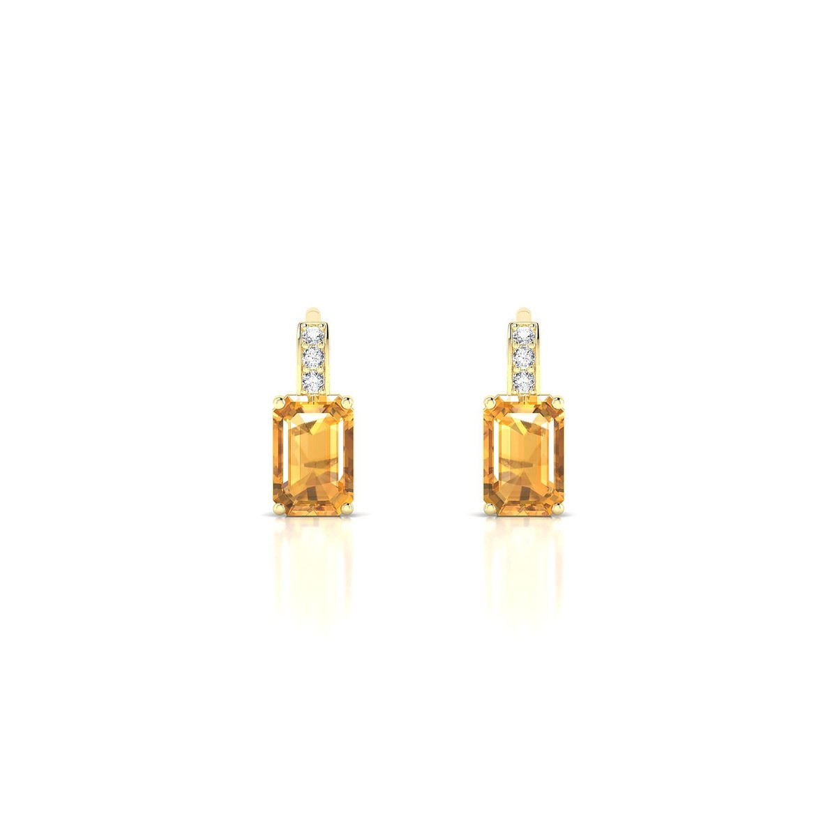 Exquisite | 18k Yellow Gold 6 x 4 mm Emerald Citrine Earrings