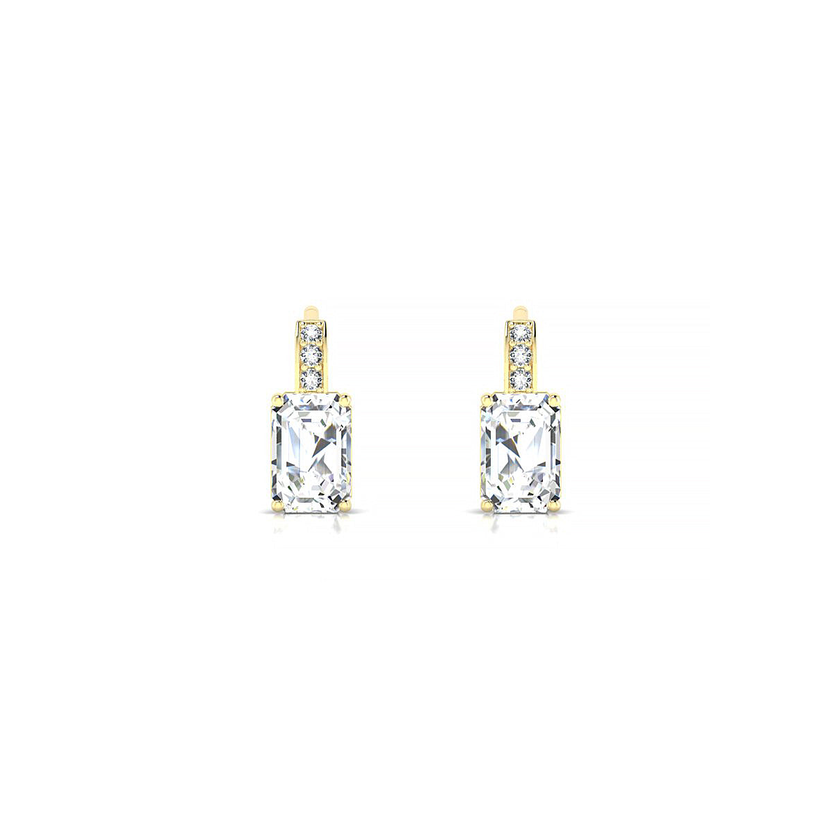 Exquisite | 18k Yellow Gold 6 x 4 mm Emerald Diamond Earrings