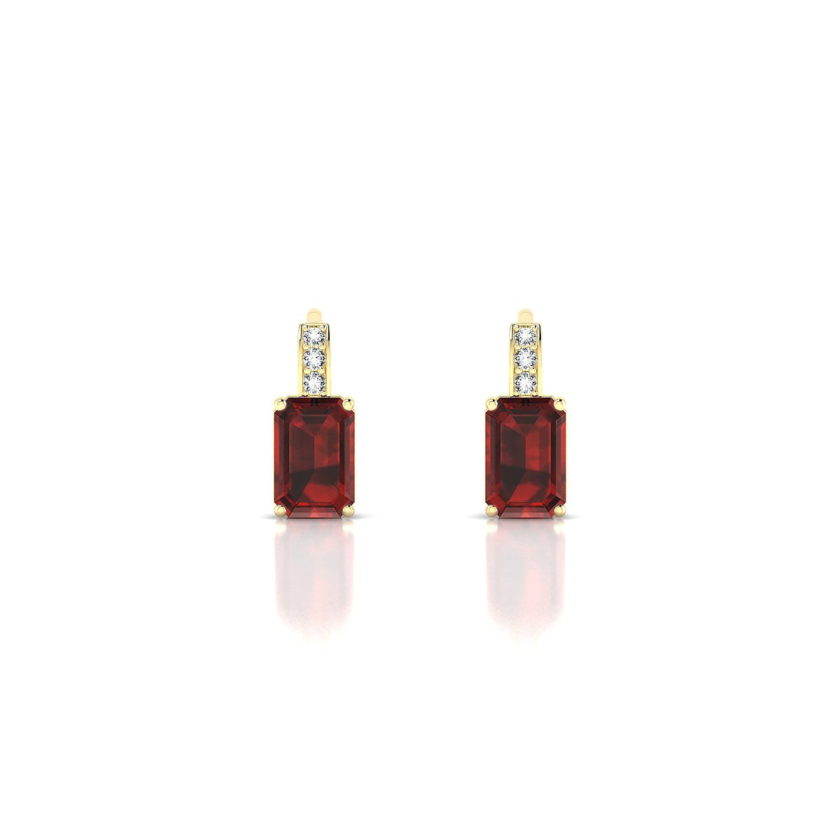 Exquisite | 18k Yellow Gold 6 x 4 mm Emerald Garnet Earrings