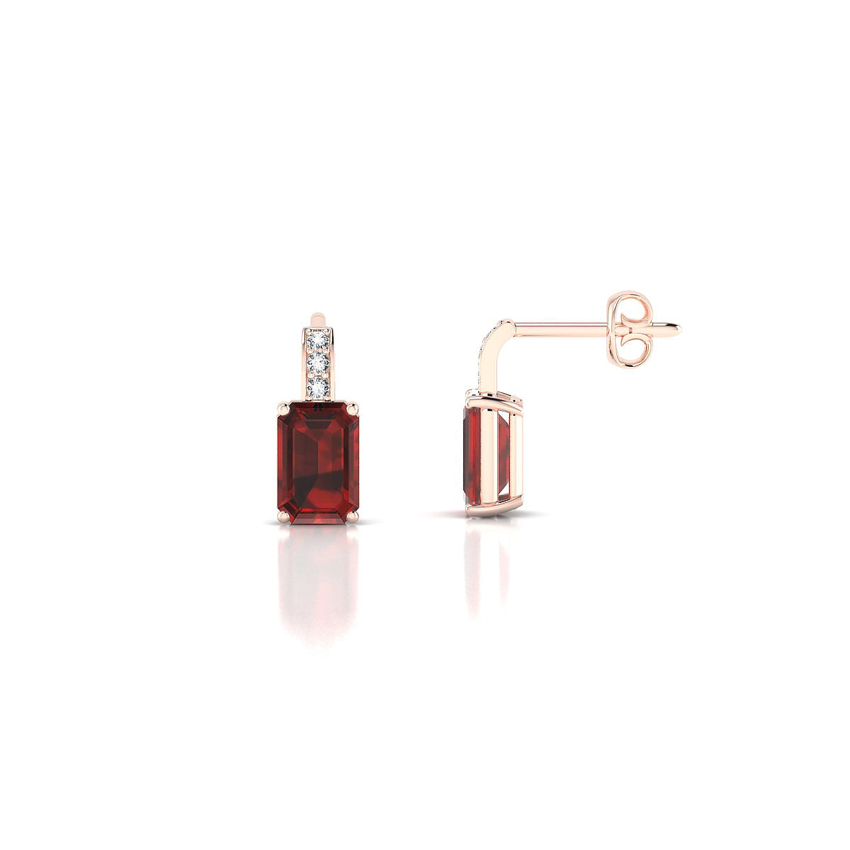 Exquisite | 18k Rose Gold 6 x 4 mm Emerald Garnet Earrings