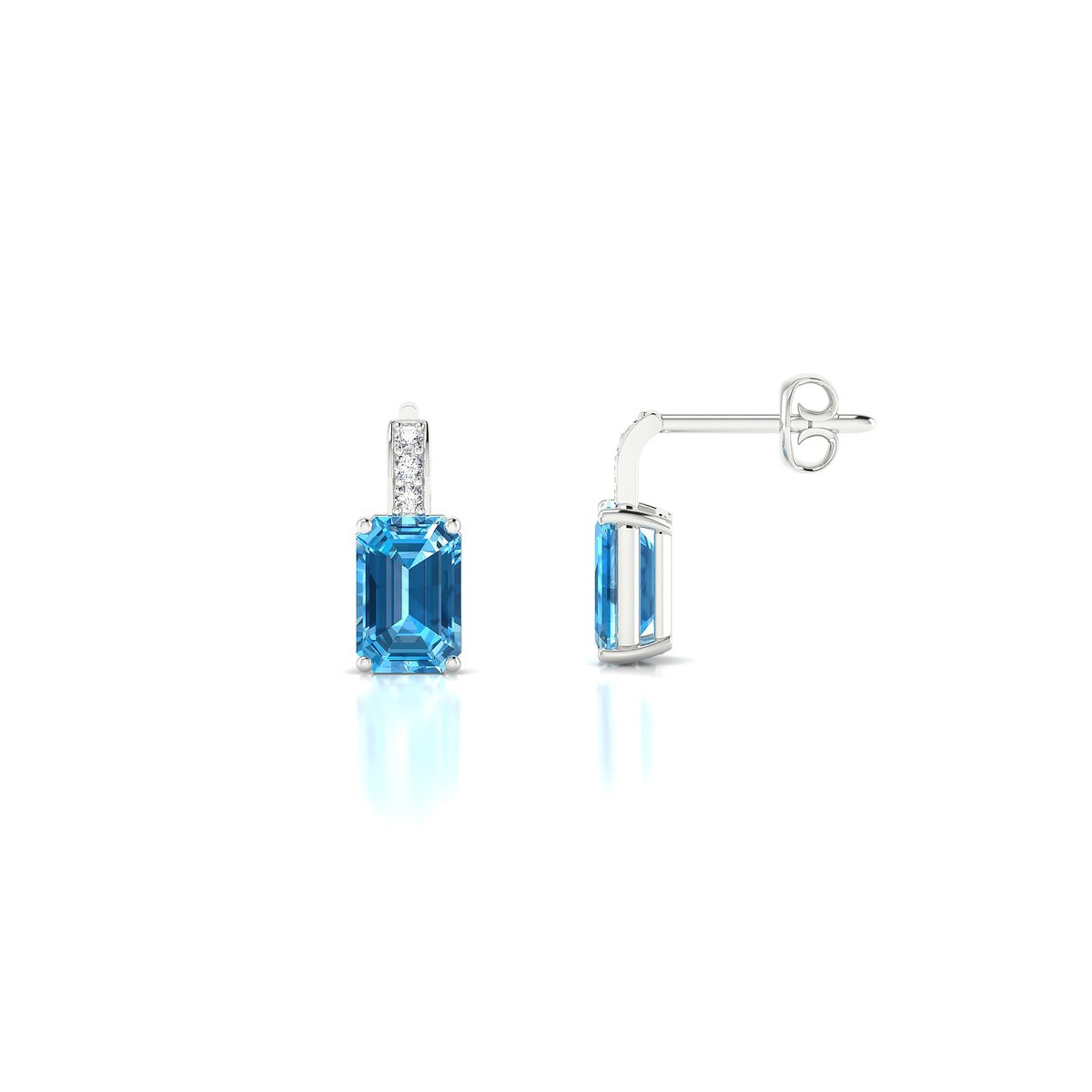 Exquisite | 18k White Gold 6 x 4 mm Emerald Topaz Earrings