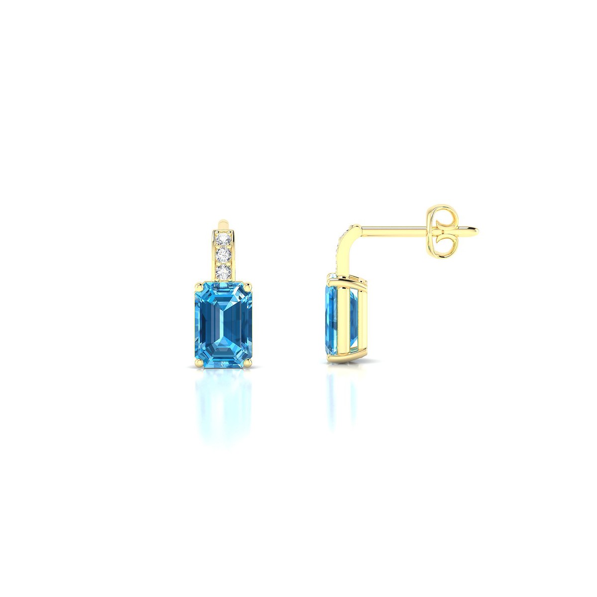 Exquisite | 18k Yellow Gold 6 x 4 mm Emerald Topaz Earrings