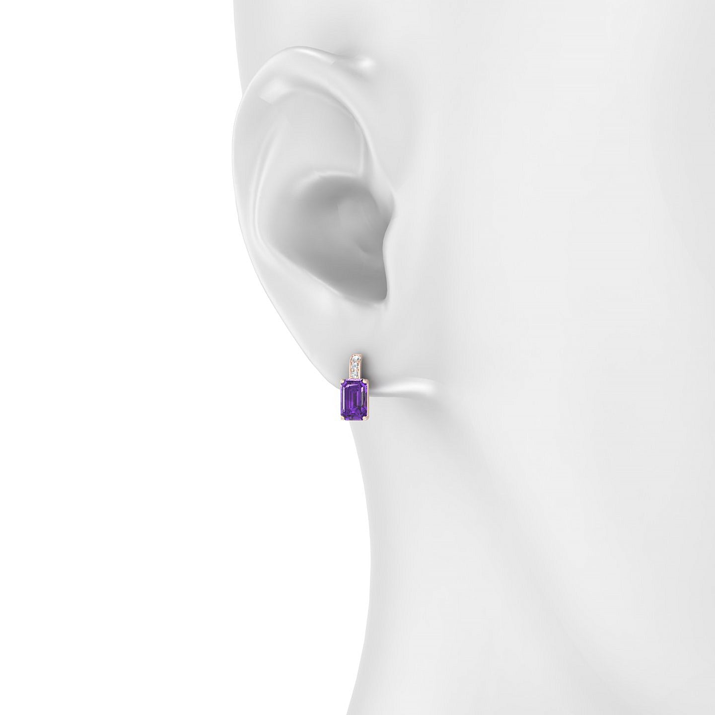 Exquisite | 18k Rose Gold 6 x 4 mm Emerald Amethyst Earrings