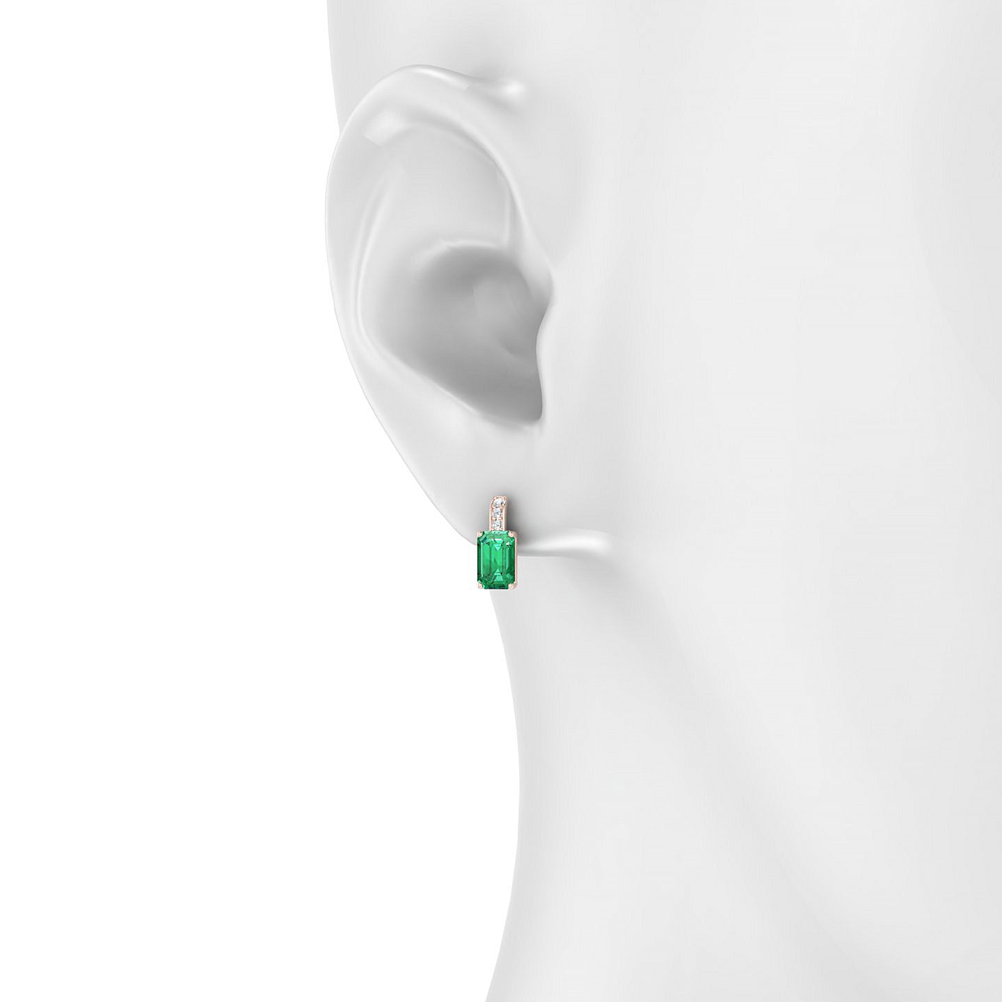 Exquisite | 18k Rose Gold 6 x 4 mm Emerald Emerald Earrings