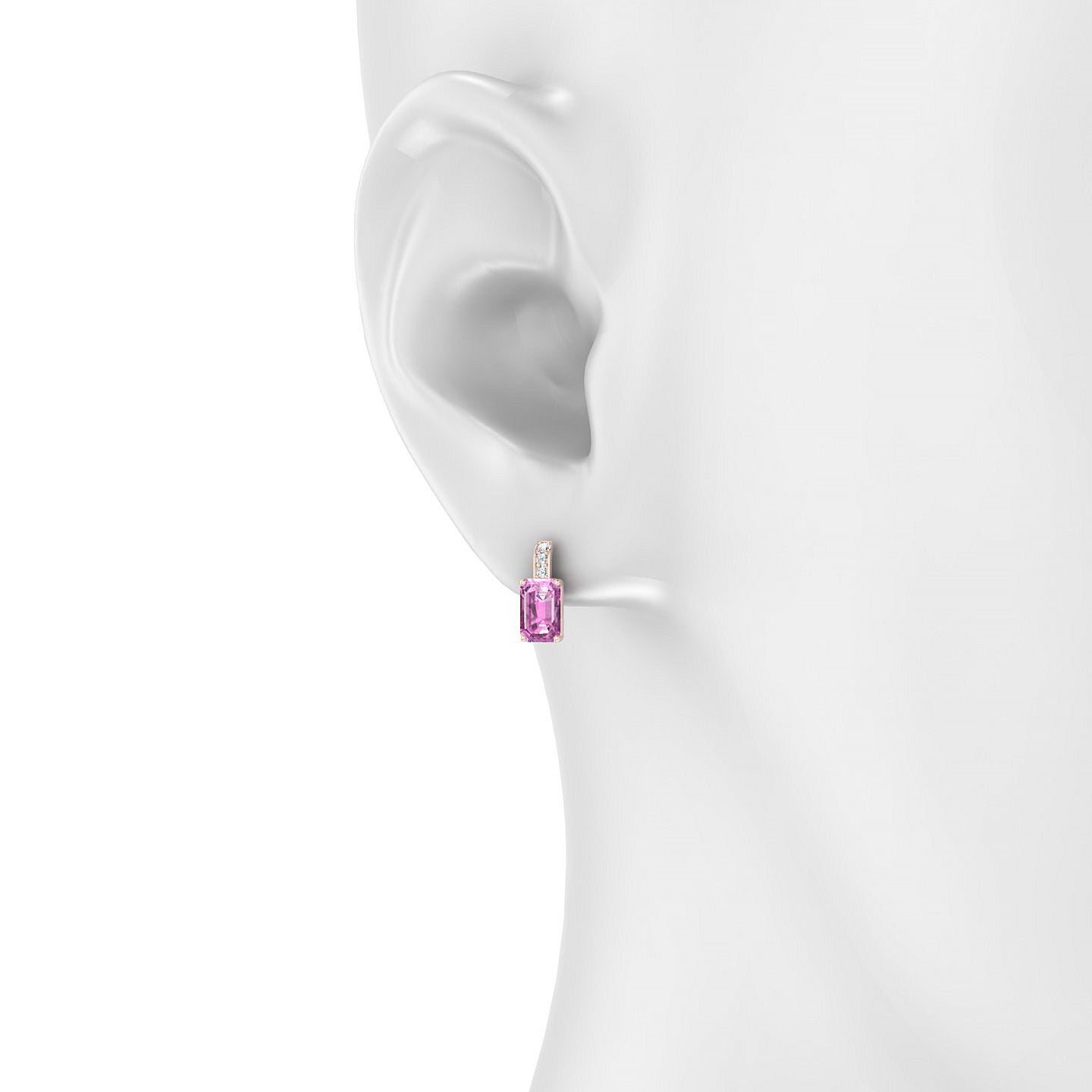 Exquisite | 18k Rose Gold 6 x 4 mm Emerald Pink Sapphire Earrings