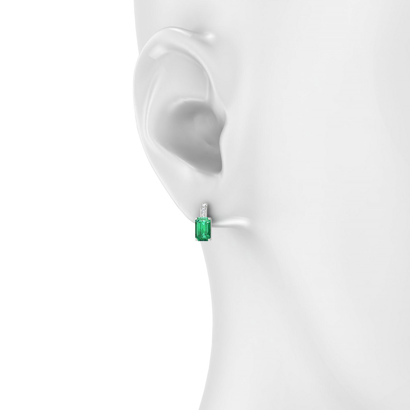 Exquisite | 18k White Gold 6 x 4 mm Emerald Emerald Earrings