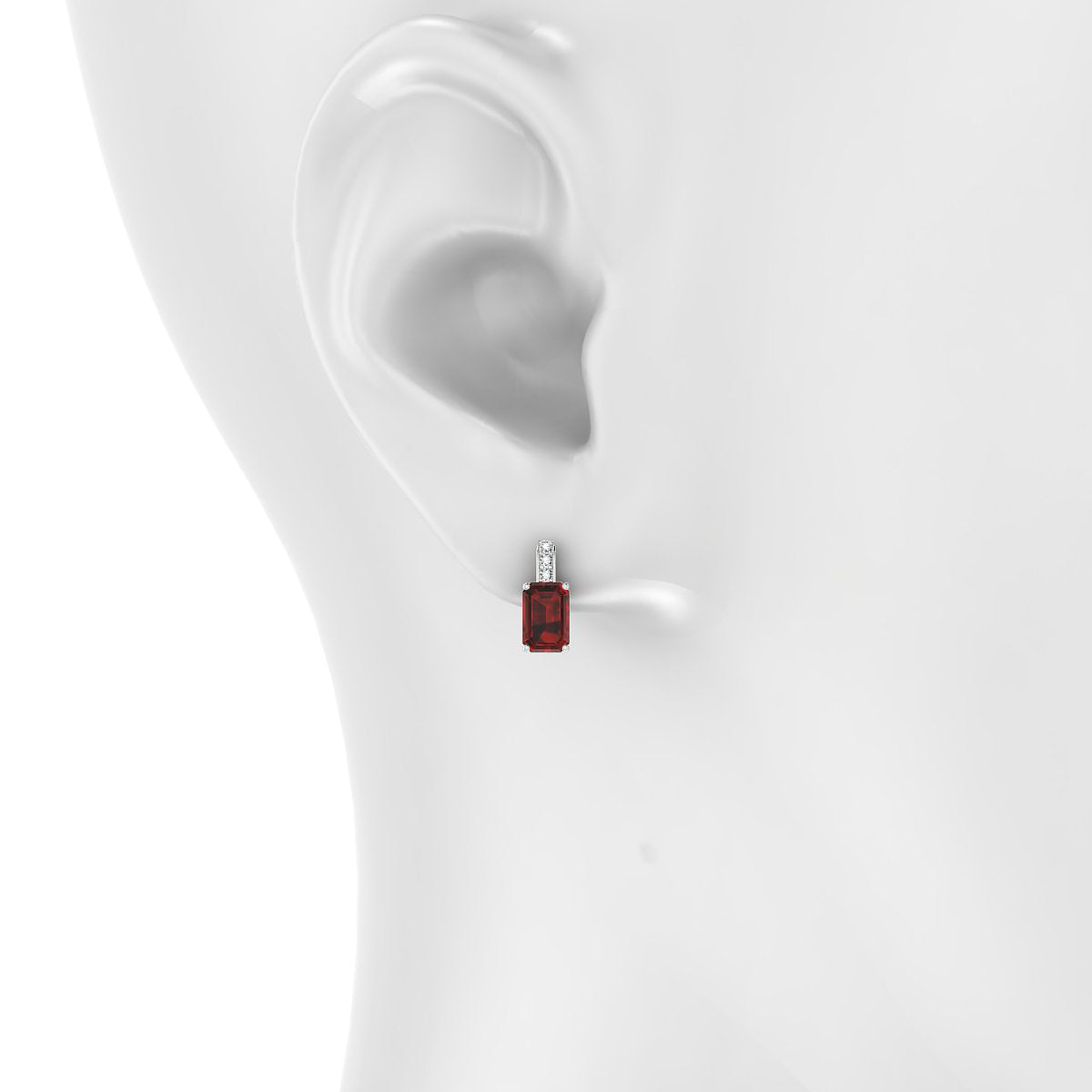 Exquisite | 18k White Gold 6 x 4 mm Emerald Garnet Earrings
