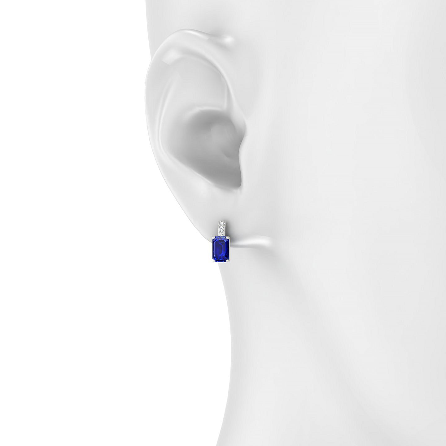 Exquisite | 18k White Gold 6 x 4 mm Emerald Sapphire Earrings