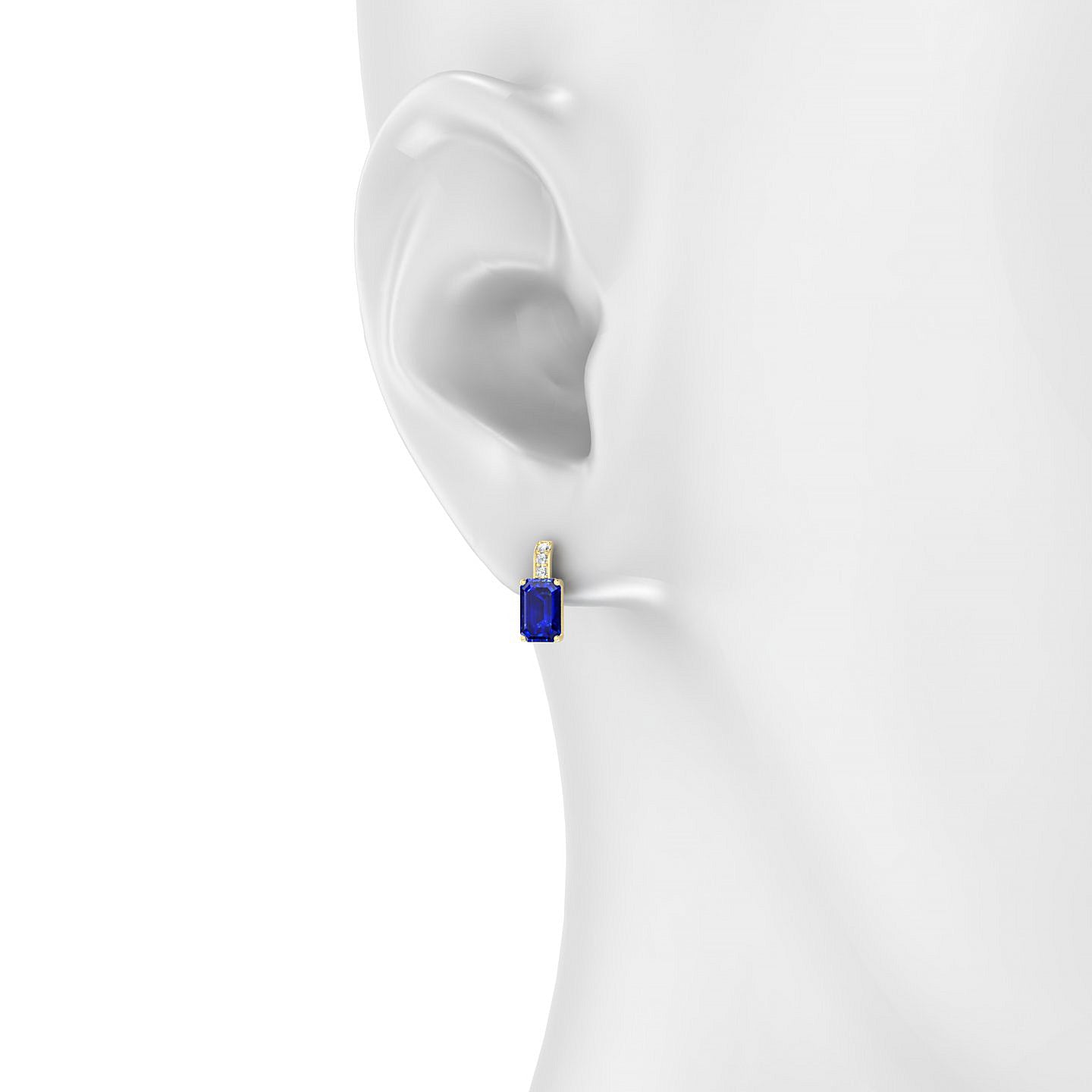 Exquisite | 18k Yellow Gold 6 x 4 mm Emerald Sapphire Earrings