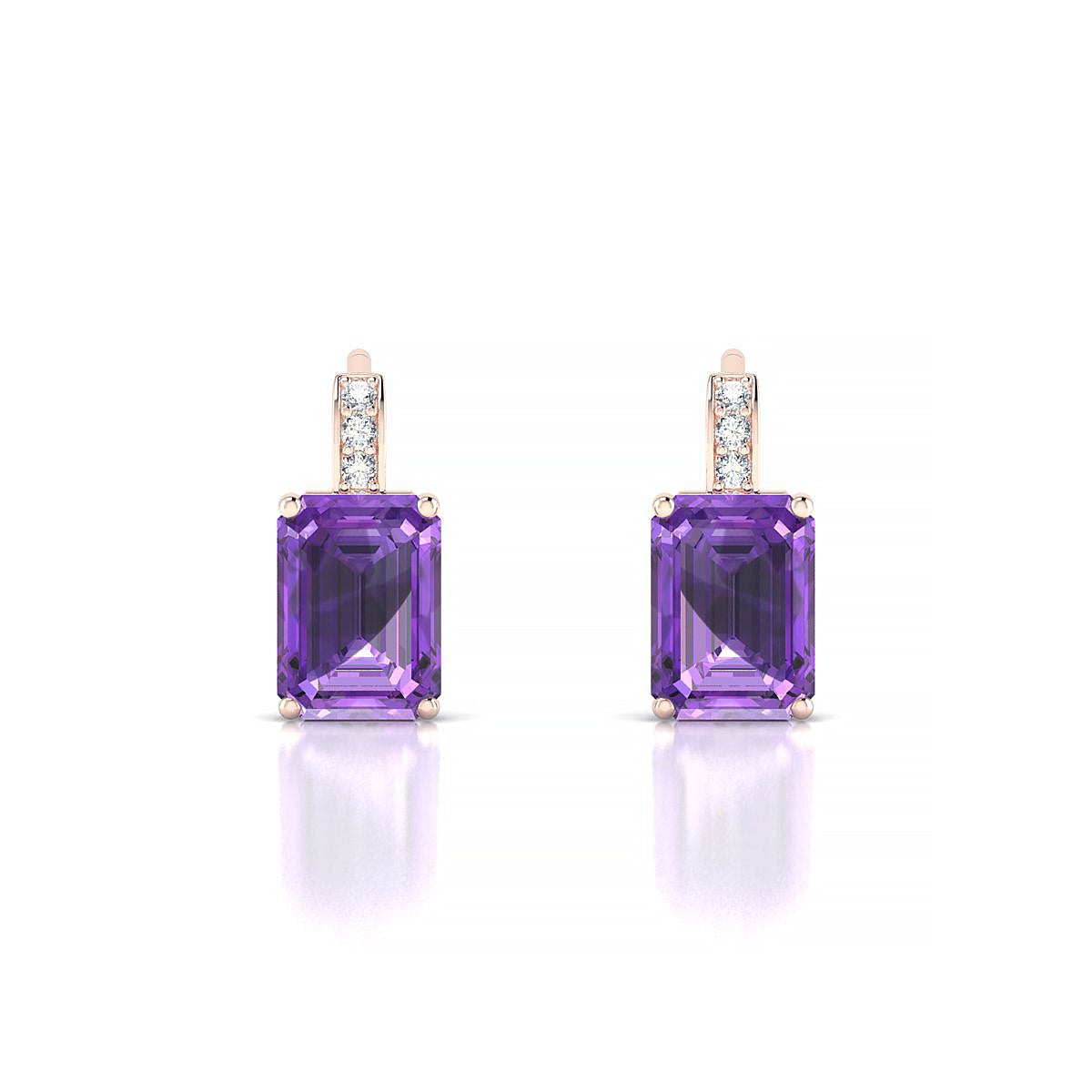 Exquisite | 18k Rose Gold 7 x 5 mm Emerald Amethyst Earrings