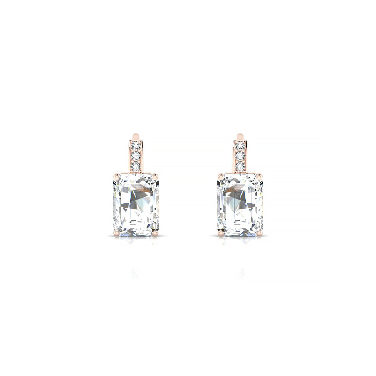 Exquisite | 18k Rose Gold 7 x 5 mm Emerald Diamond Earrings