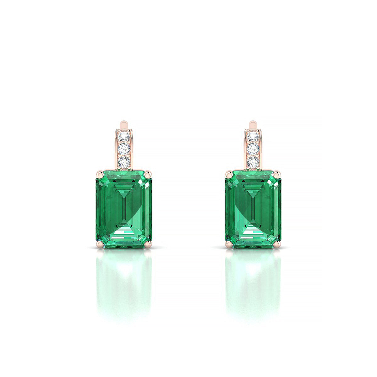 Exquisite | 18k Rose Gold 7 x 5 mm Emerald Emerald Earrings